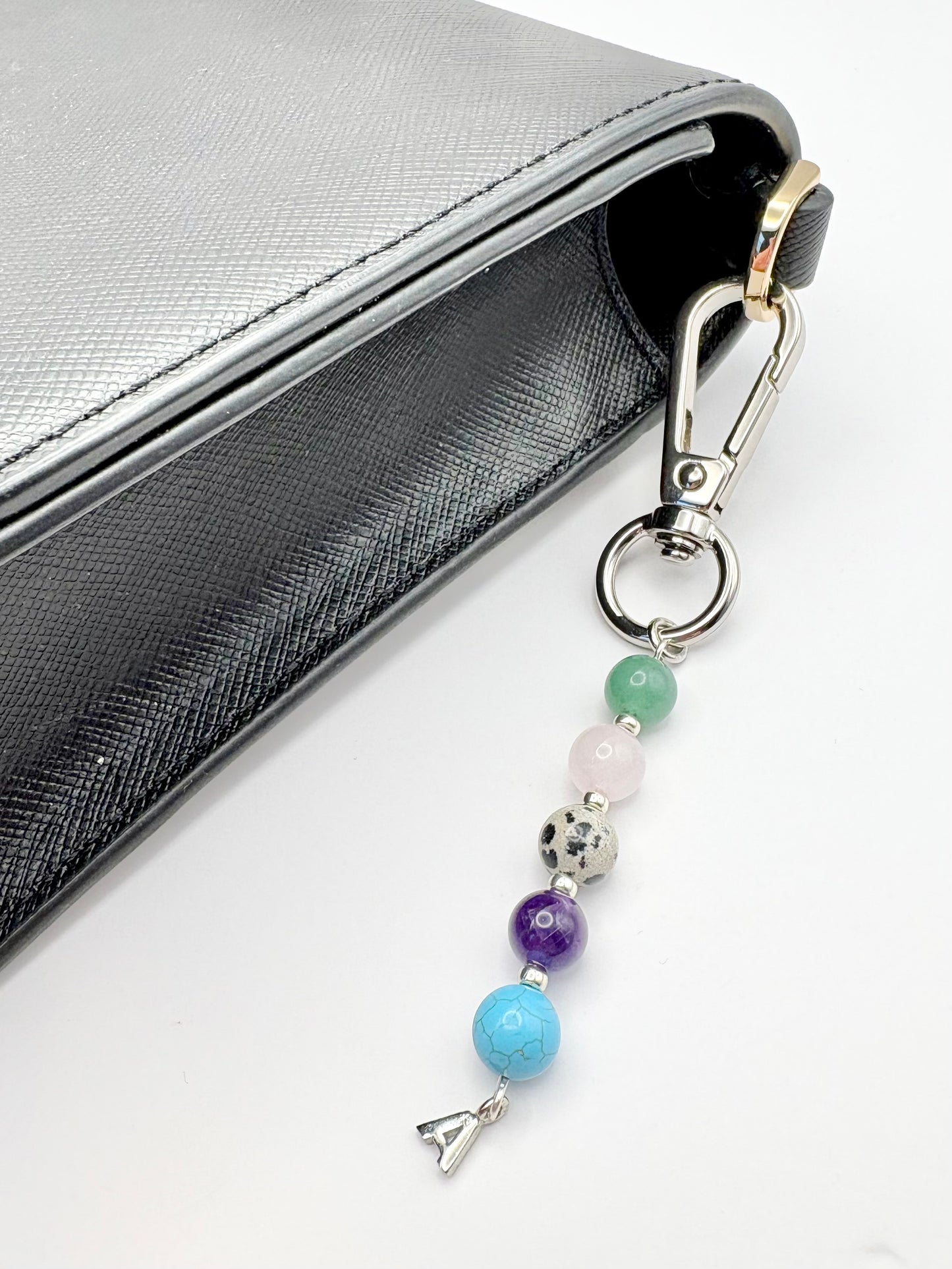 Personalised Gemstone Bag Charm With Initial