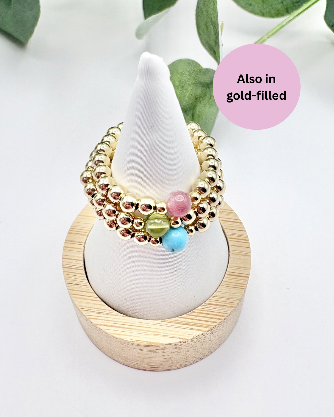 Birthstone Beaded Ring - Sterling Silver or Gold-Filled
