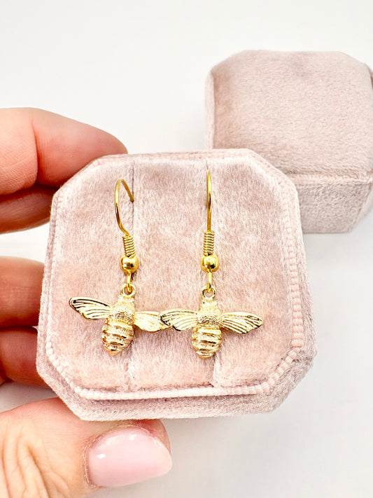Gold-Plated Bumble Bee Earrings - SALE