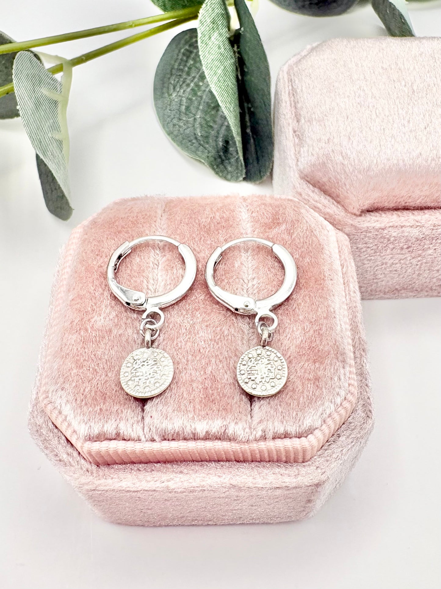 Boho Coin Huggie Hoop Earrings - Gold or Silver-Plated