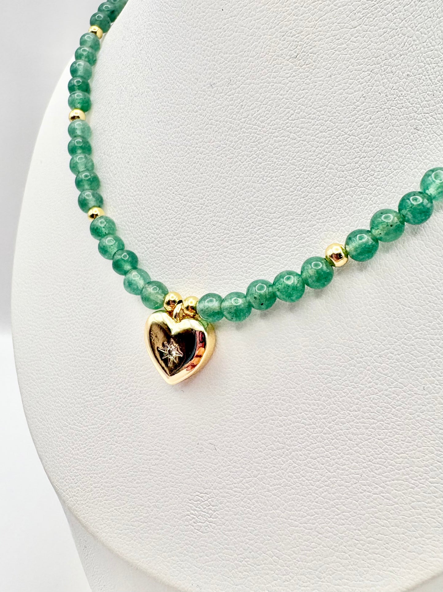 Pastel Gemstone & Vintage Heart Charm Necklace - Various Colours