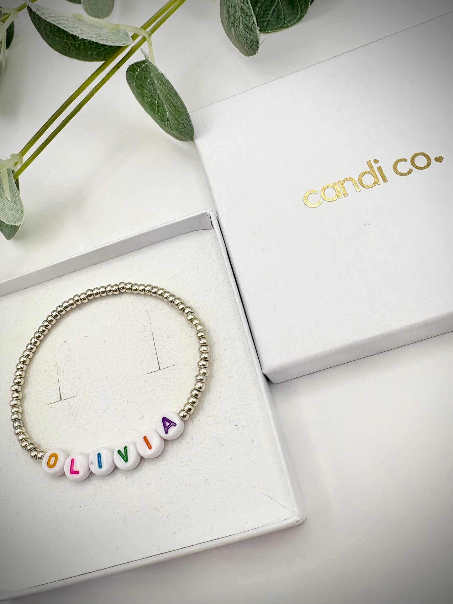 Seed Bead Colourful Name Bracelet - Gold or Silver