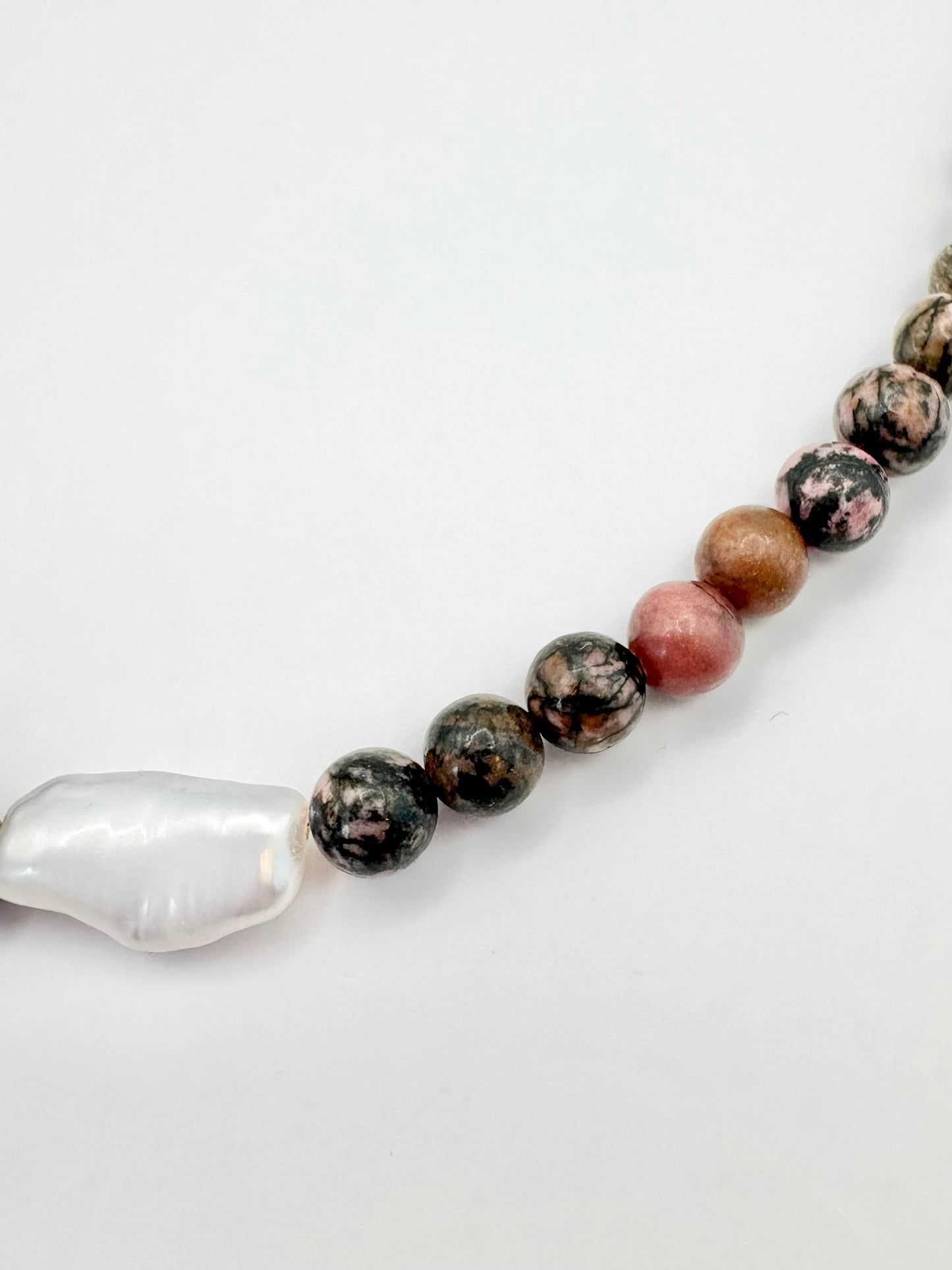 Rhodonite and Freshwater Pearl Necklace - One of a Kind