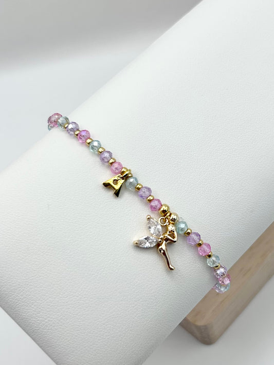 Personalised Crystal Fairy Bracelet Kids - Gold
