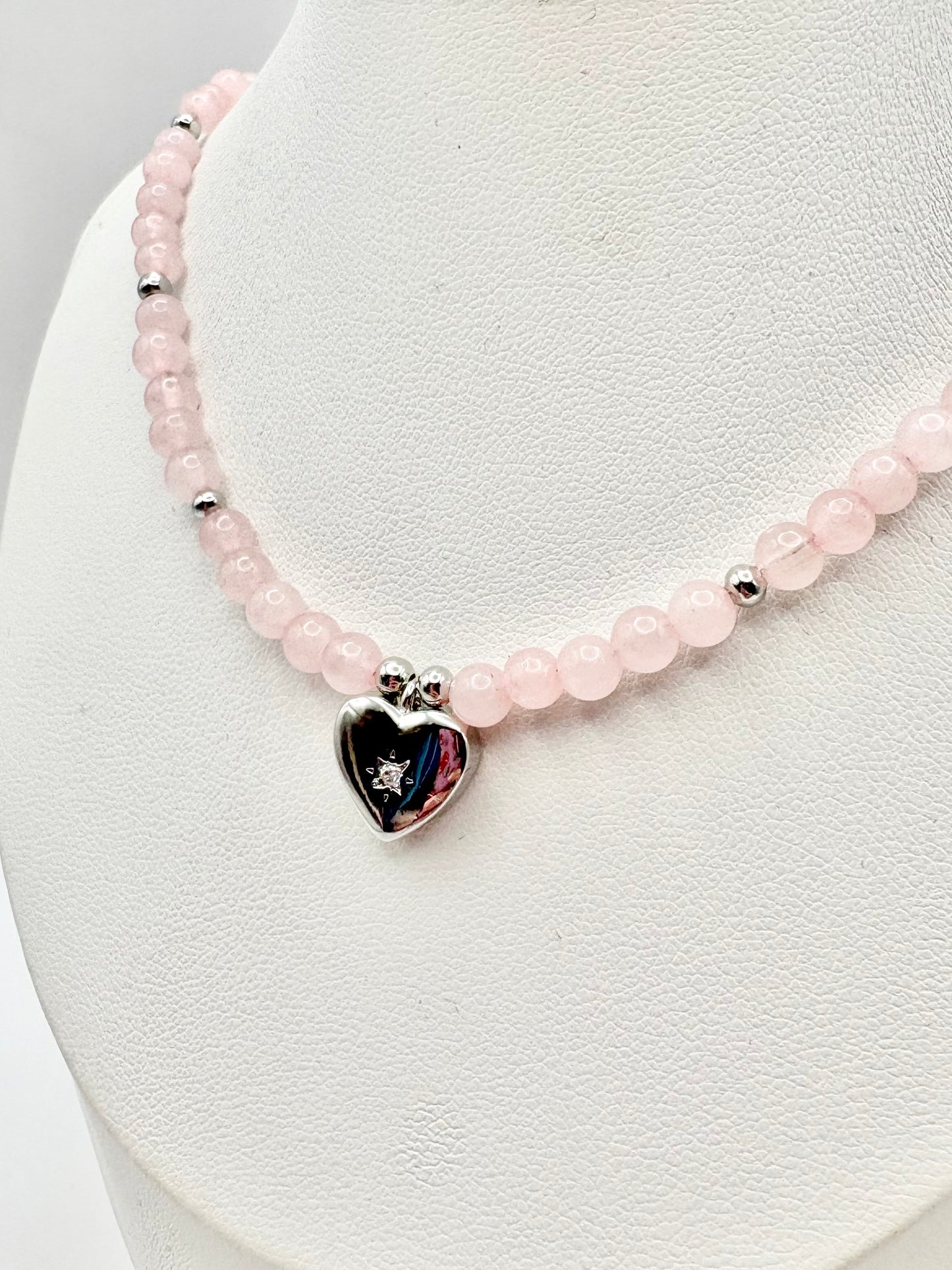 Pastel Gemstone & Vintage Heart Charm Necklace - Various Colours