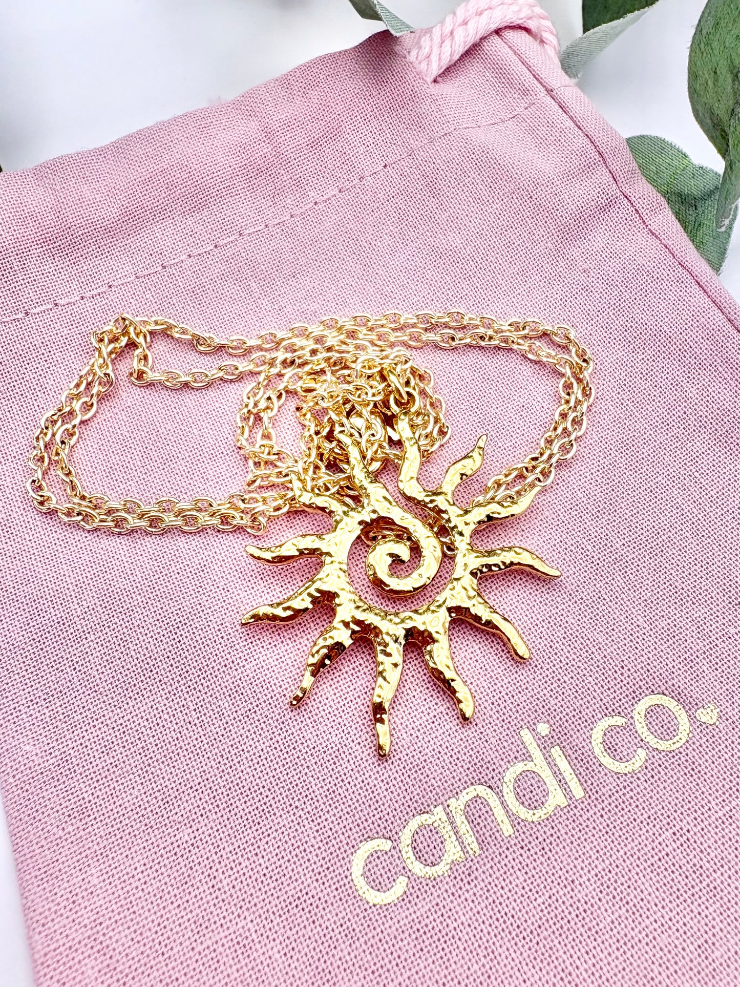 Sunburst Long Necklace - Gold or Silver