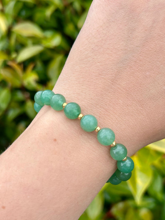 Gold & Green Aventurine Gemstone Bracelet