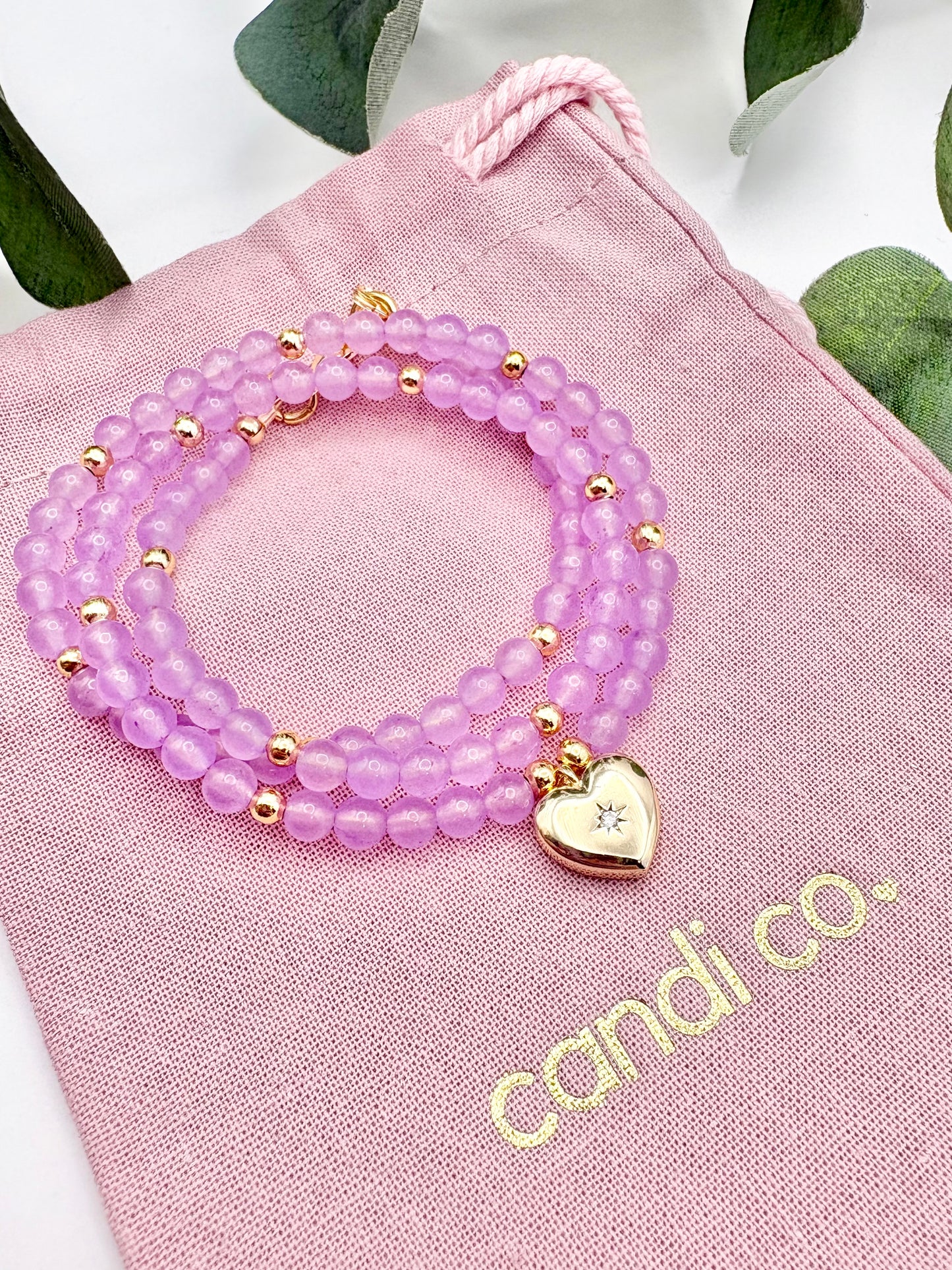 Pastel Gemstone & Vintage Heart Charm Necklace - Various Colours