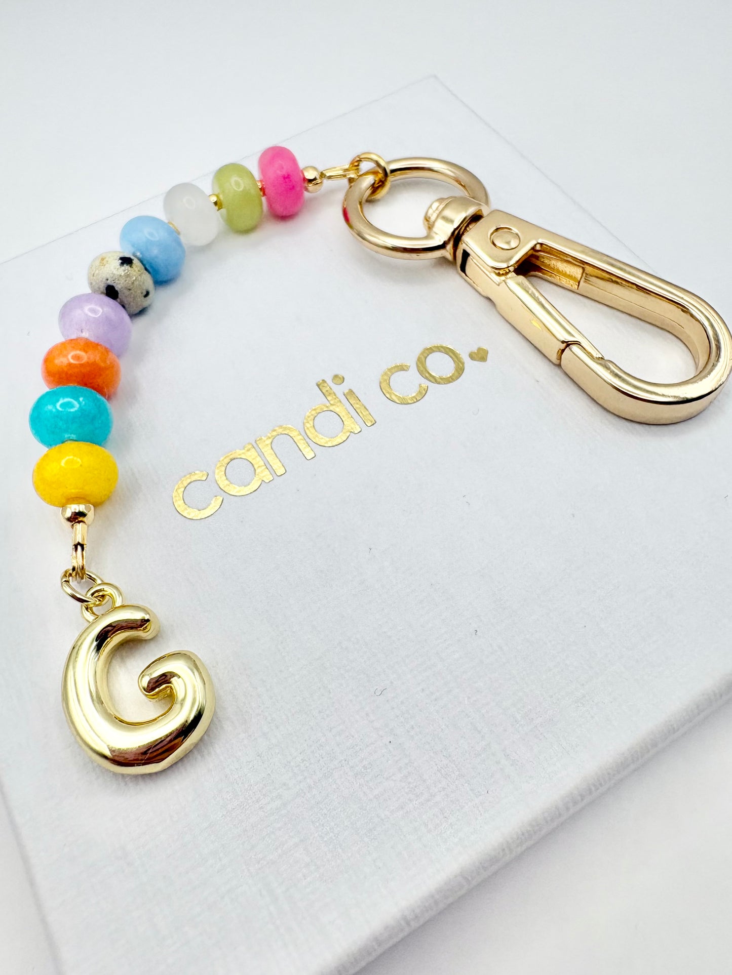 The Candi Keyring - Personalised Gemstone Bag Charm With Initial
