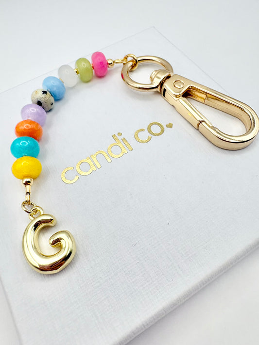 The Candi Keyring - Personalised Gemstone Bag Charm With Initial