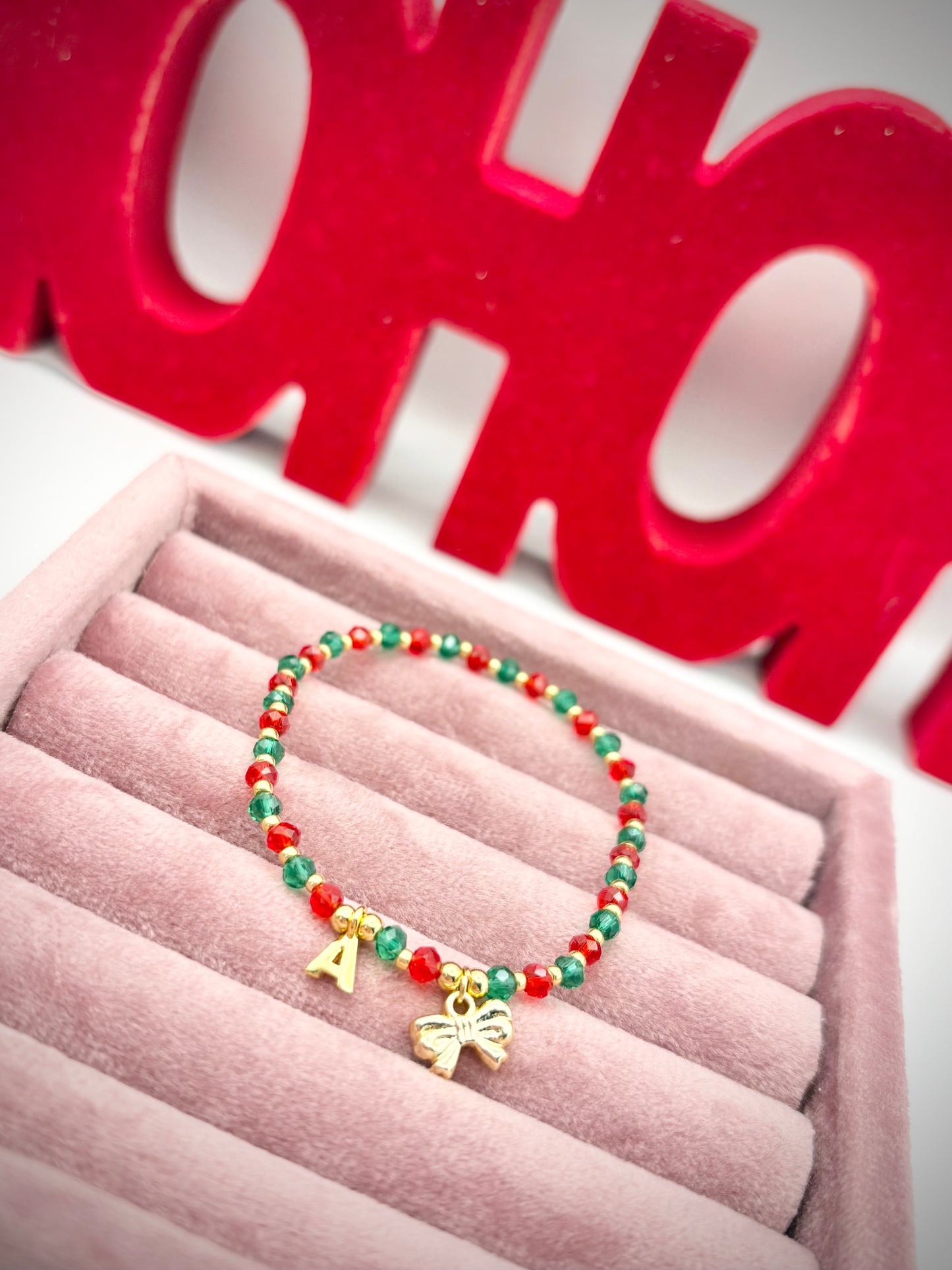 Festive Bow Bracelet With Initial
