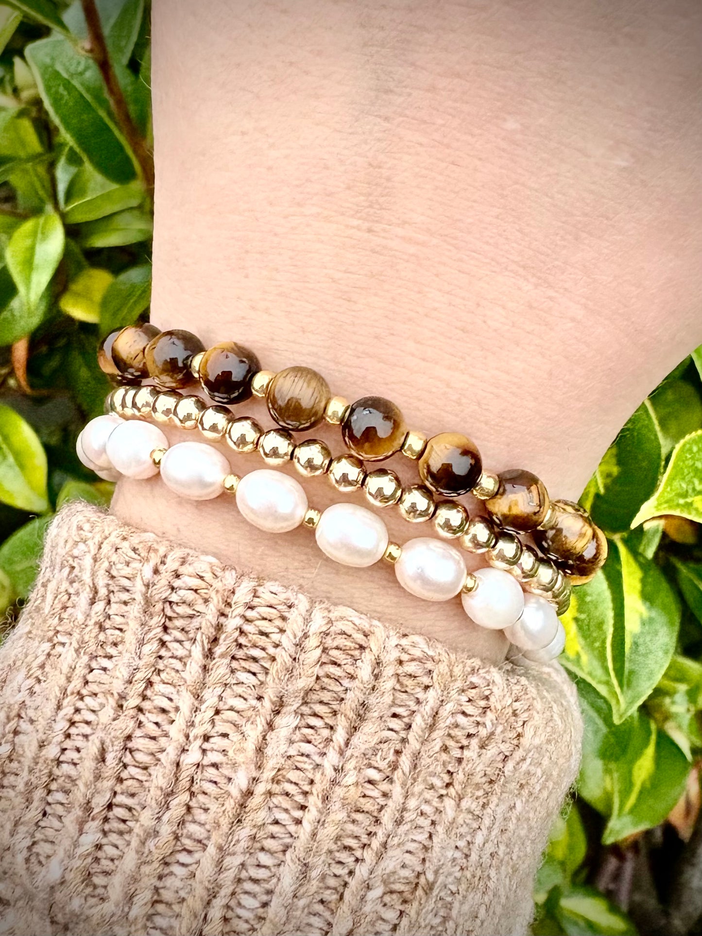 Freshwater Pearl & Seed Beaded Bracelet - Gold or Silver
