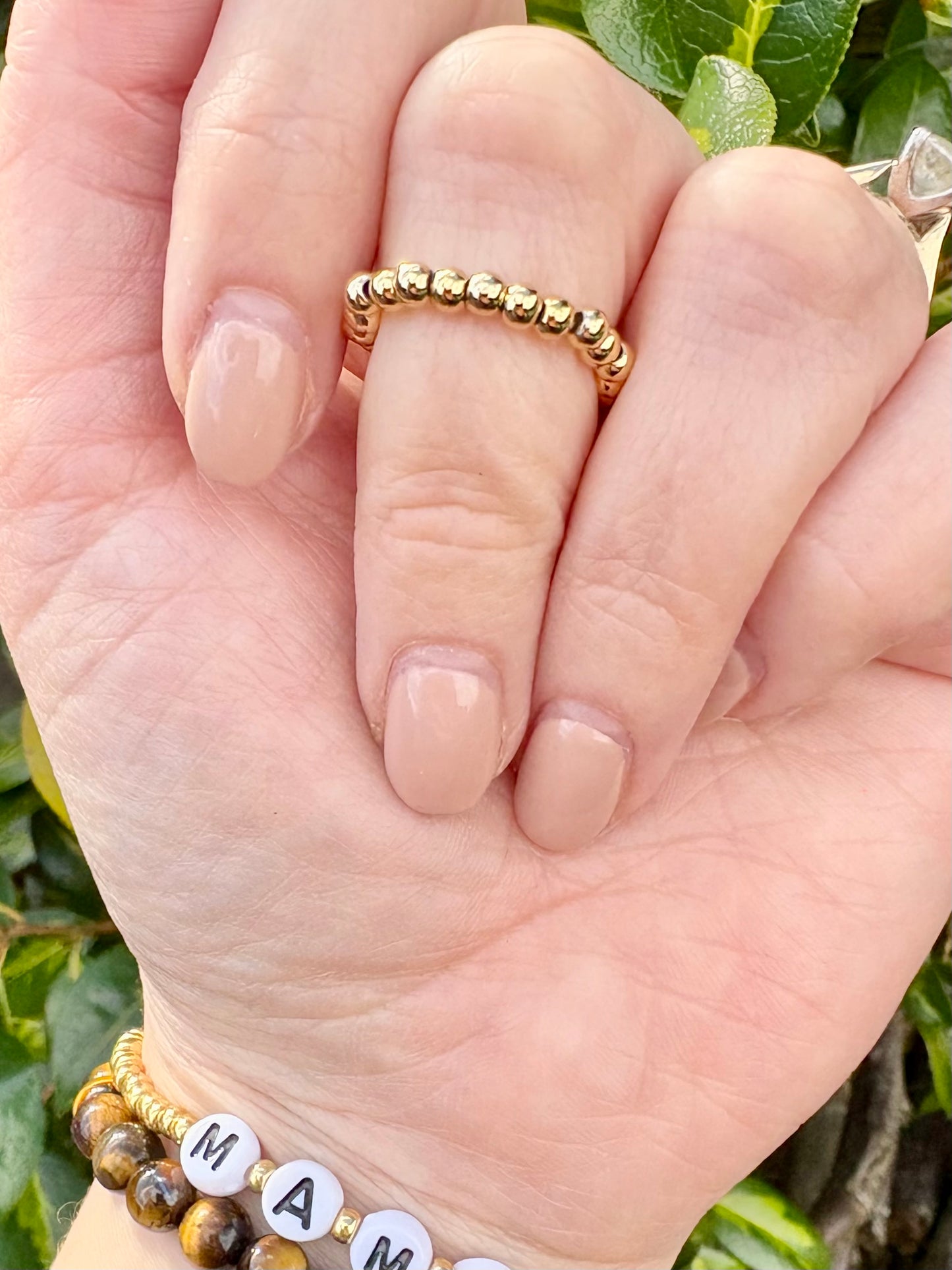 Beaded Stretch Ring - Gold or Silver-Plated