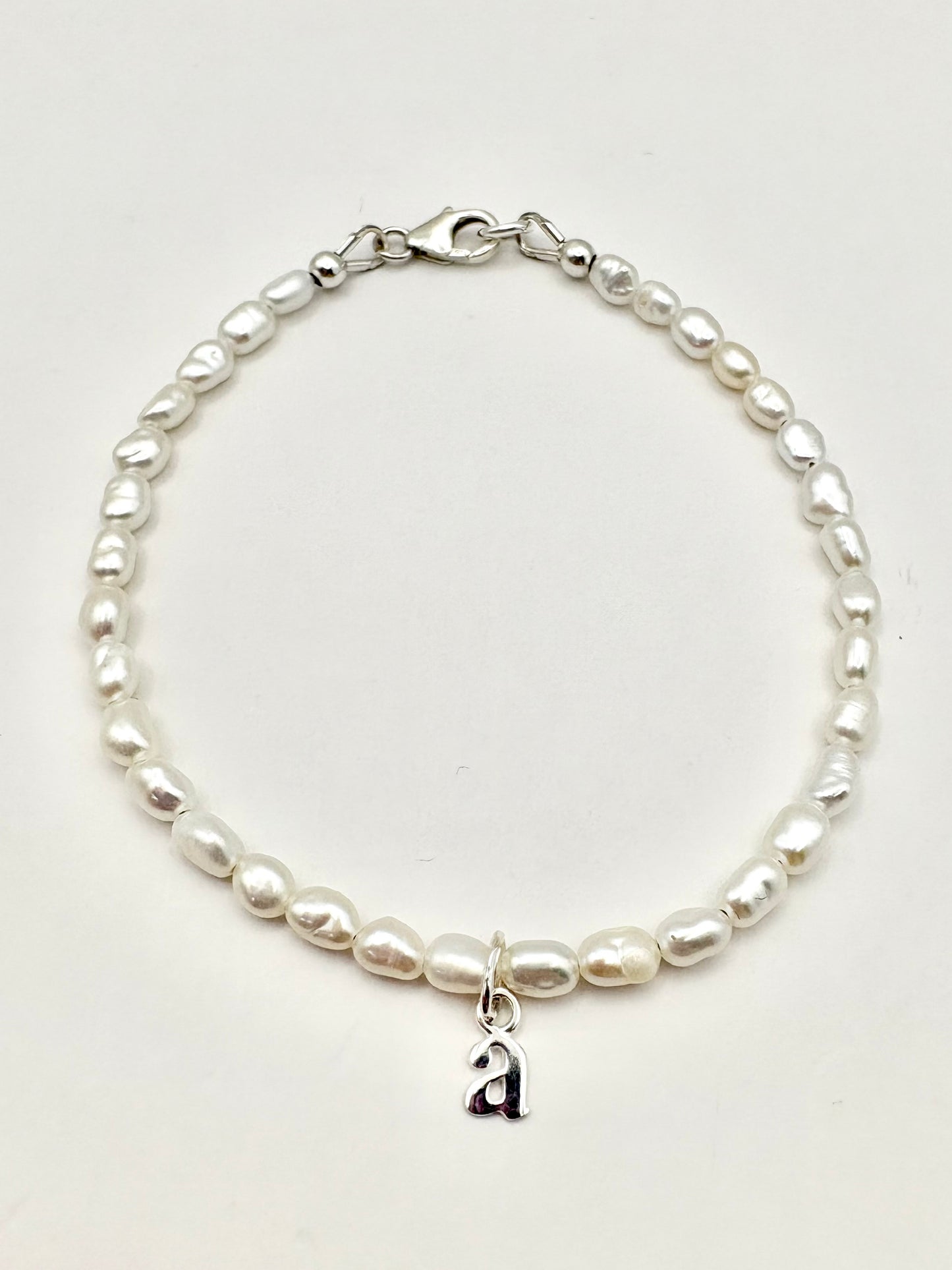 Freshwater Pearl Initial Bracelet - Sterling Silver