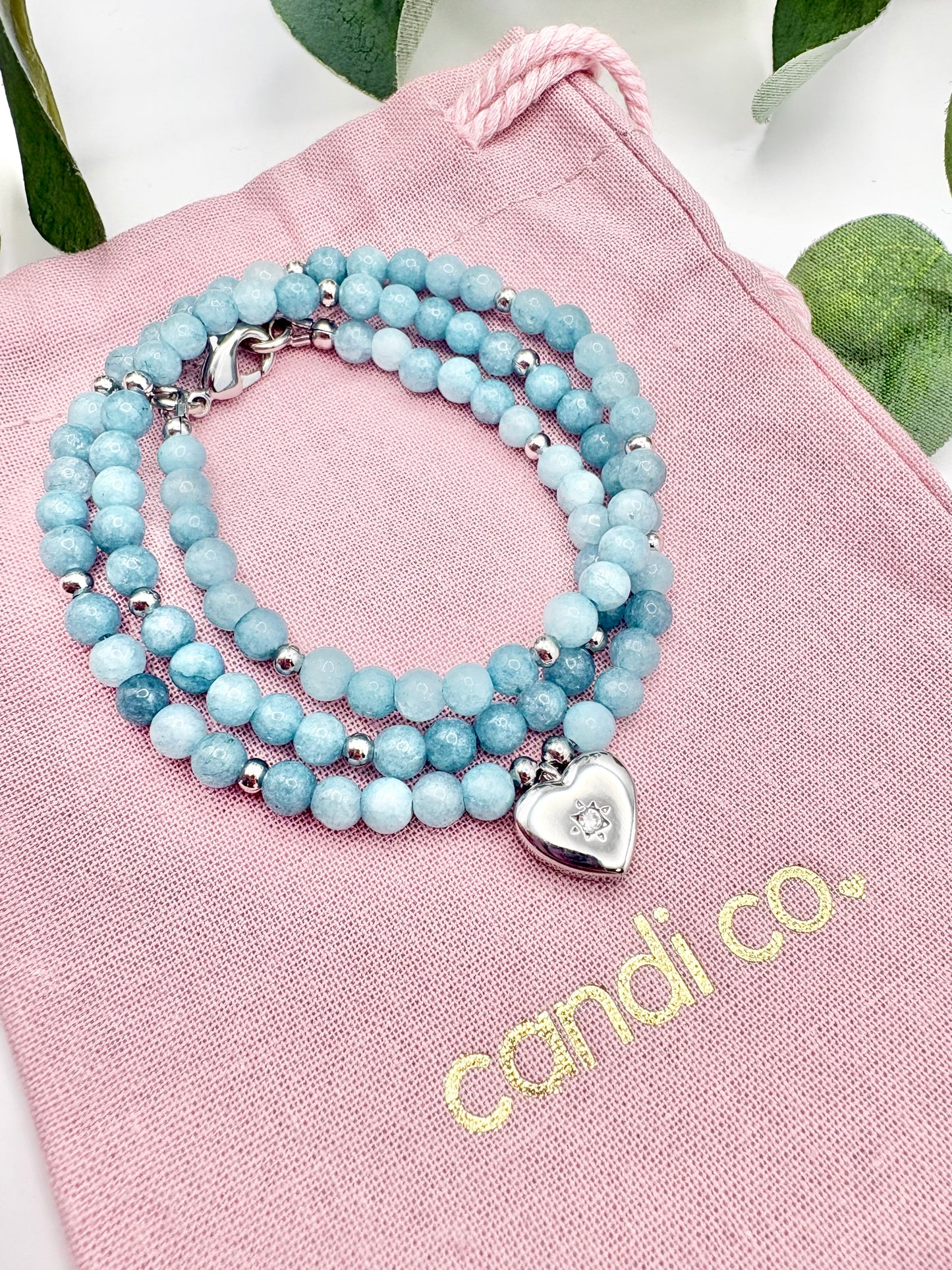 Pastel Gemstone & Vintage Heart Charm Necklace - Various Colours