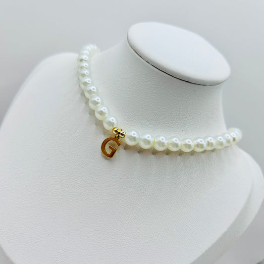 Ivory Pearl Personalised Initial or Name Necklace - Gold