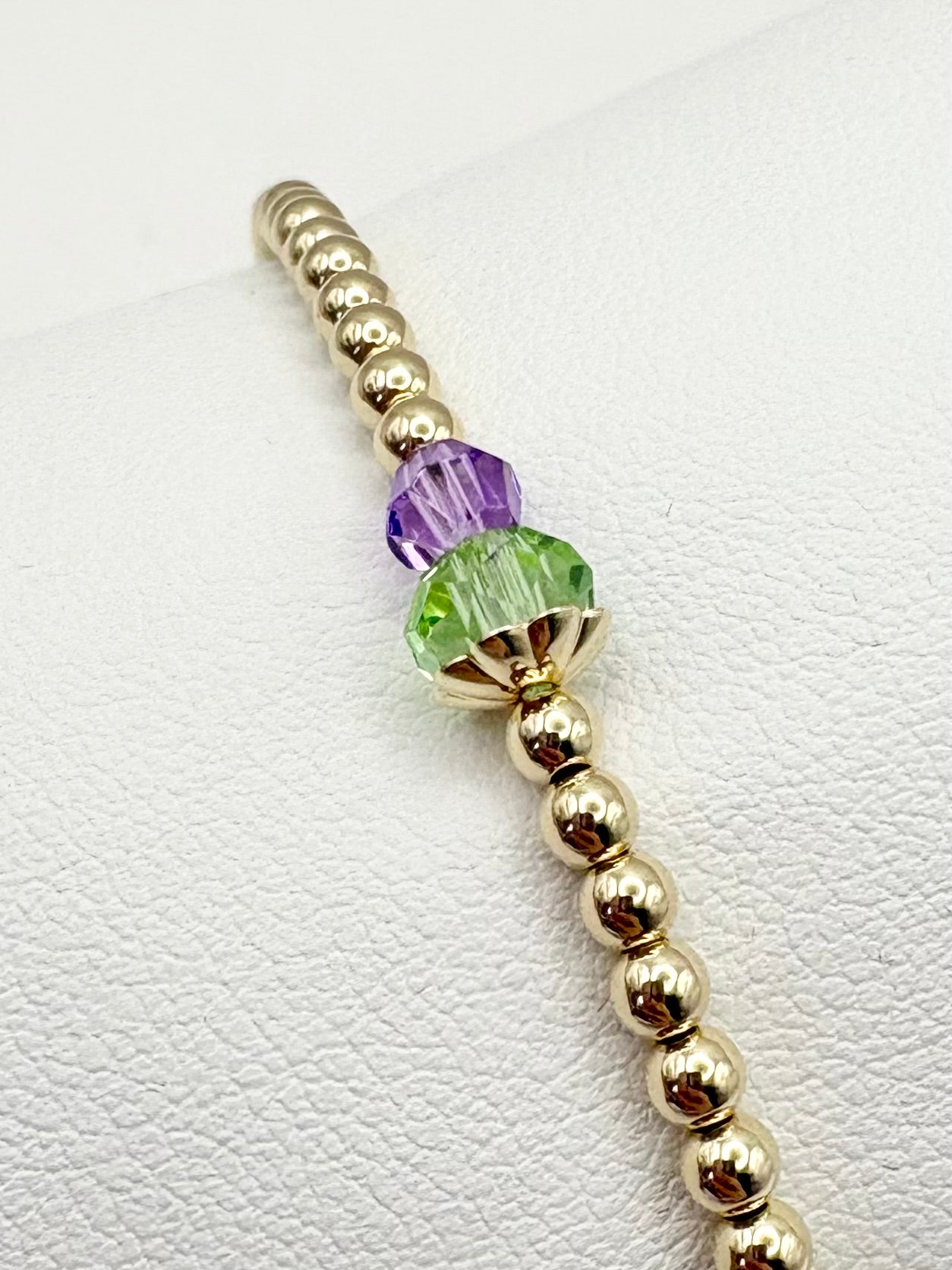 Thistle Dainty Beaded Stretch Bracelet - Sterling Silver or Gold-Filled