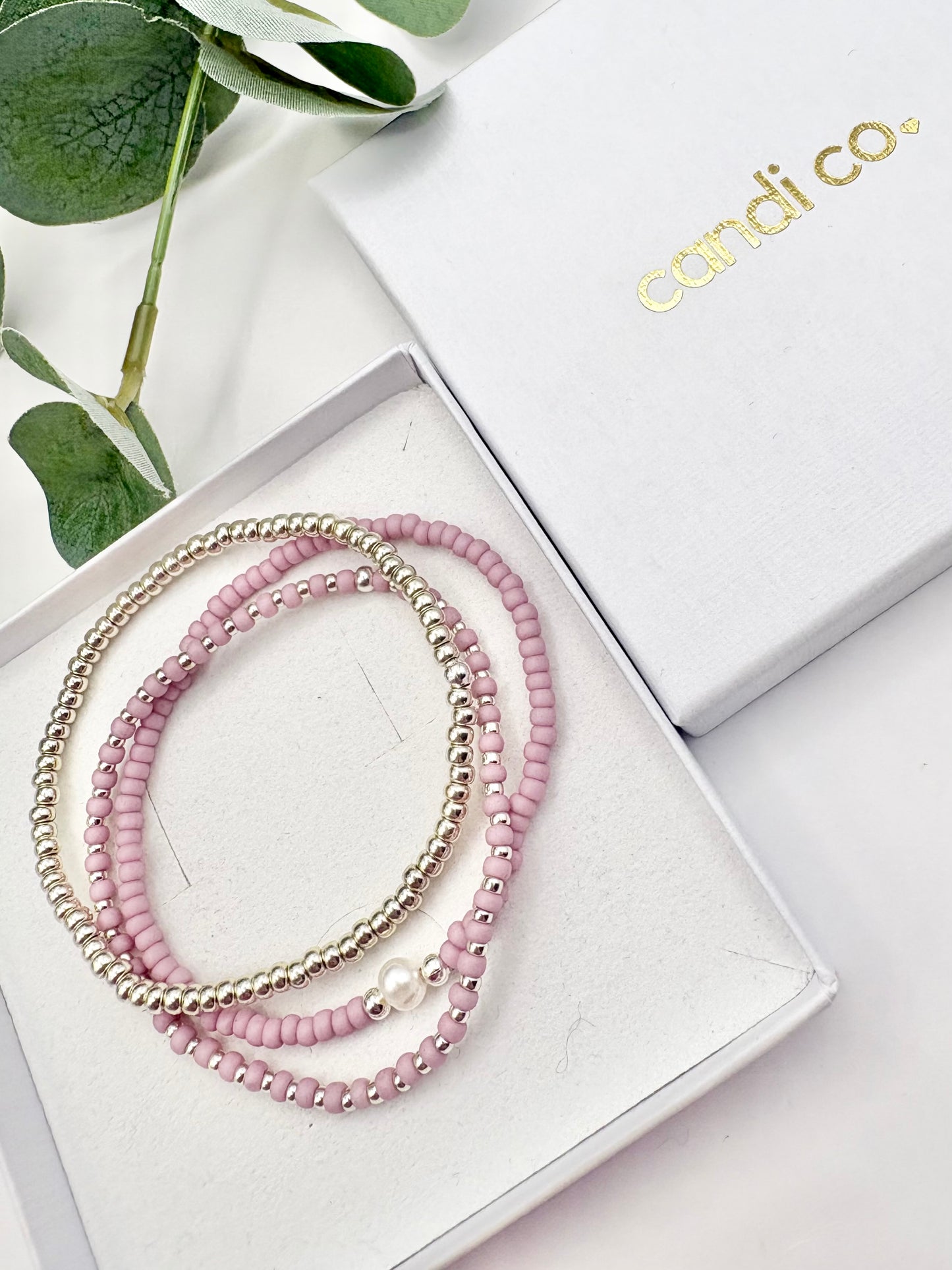 Spring Seed Bead Freshwater Pearl Bracelet Stack - Various Colours