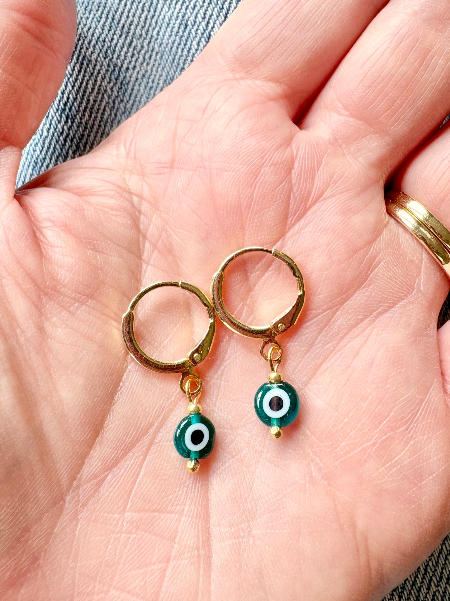 Evil Eye Huggie Earrings - Gold or Silver