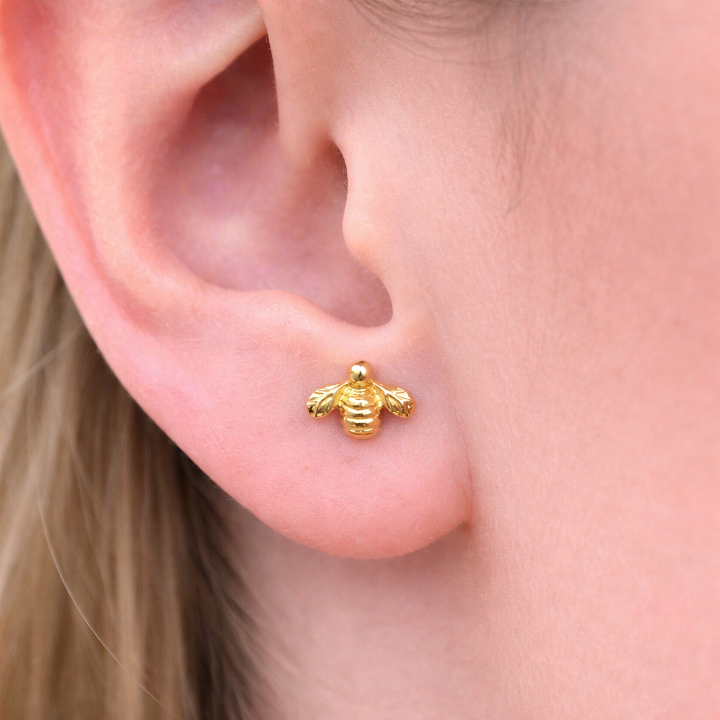 Bee Stud Earrings - Gold-Plated