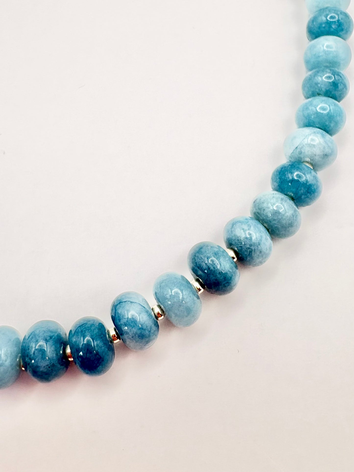 Blue Jade Rondelle Necklace - One of a Kind
