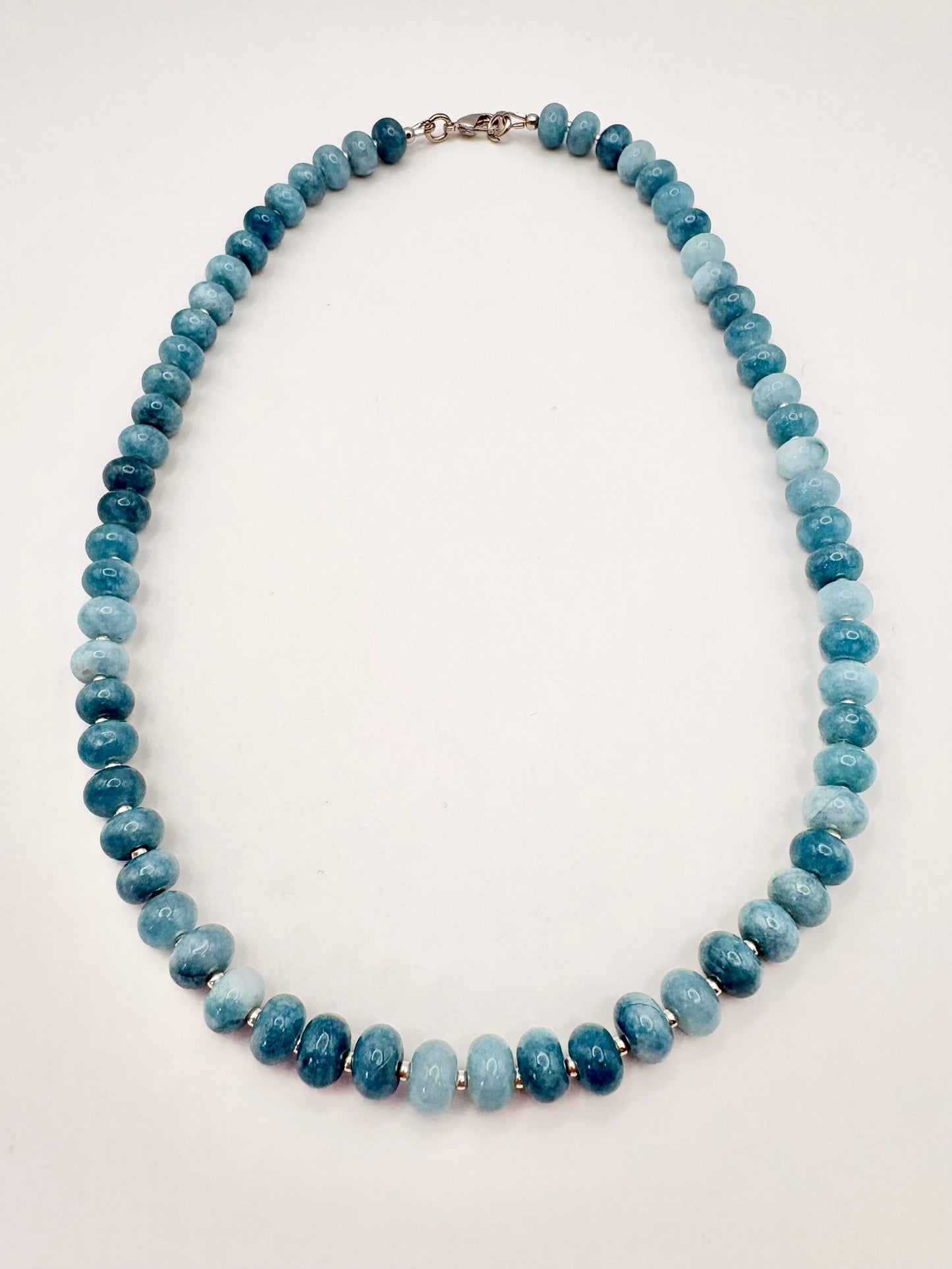 Blue Jade Rondelle Necklace - One of a Kind