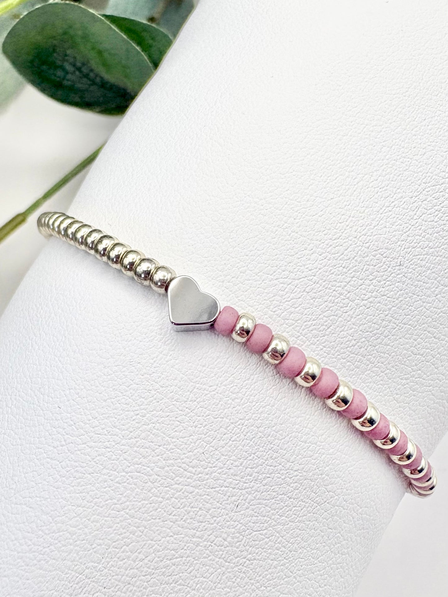 Pastel Seed Beaded Charm Bracelet