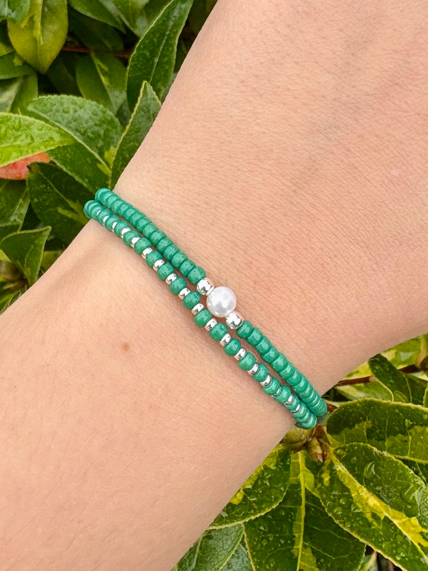 Seed Bead Freshwater Pearl Bracelet Stack - Autumnal Colours