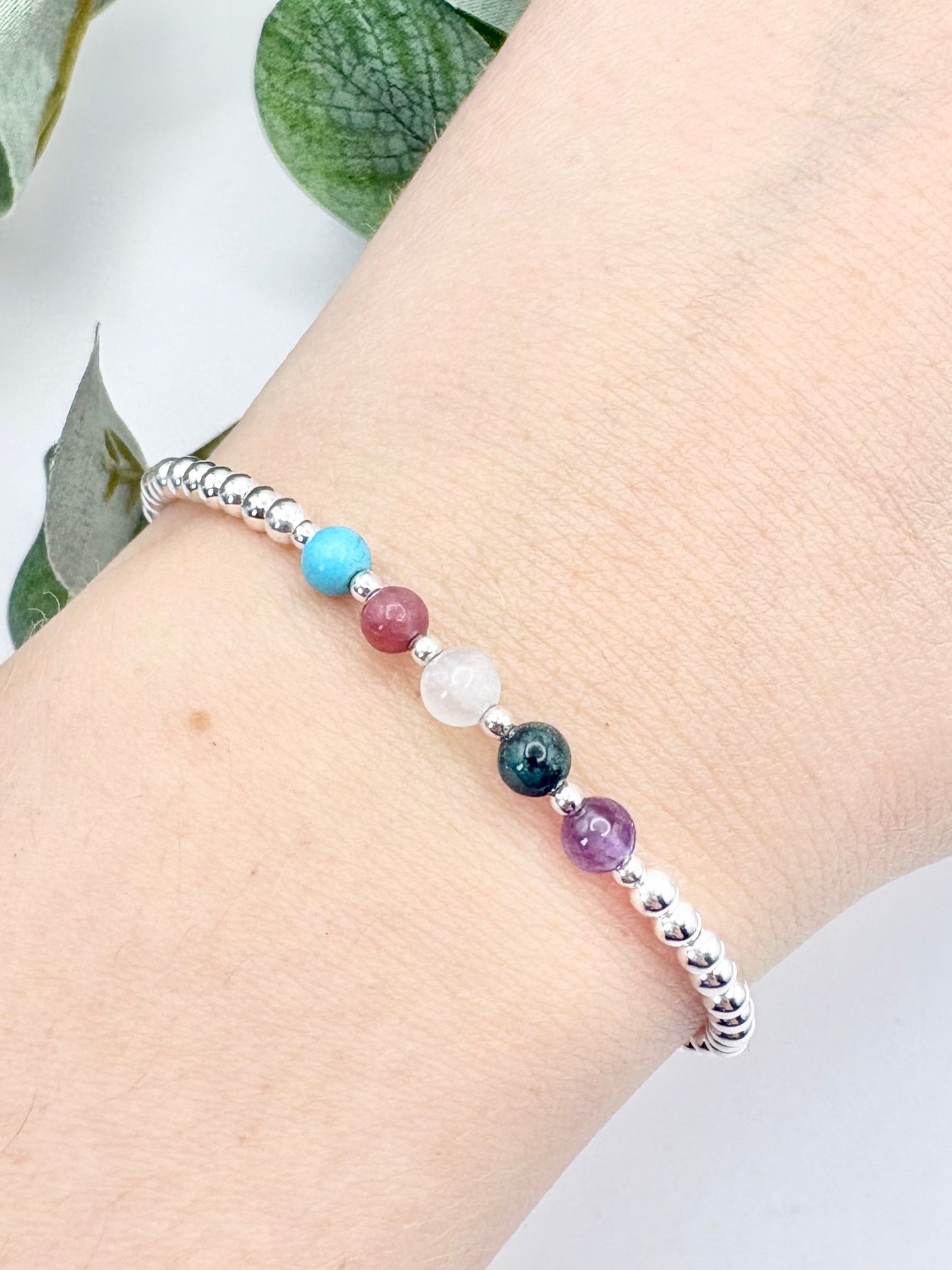 Family Birthstone Beaded Bracelet - Sterling Silver or Gold-Filled