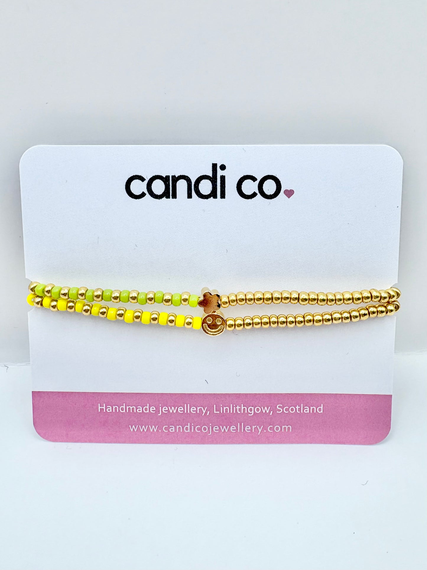 Green & Yellow Seed Bead Bracelet Set - SAMPLE SALE