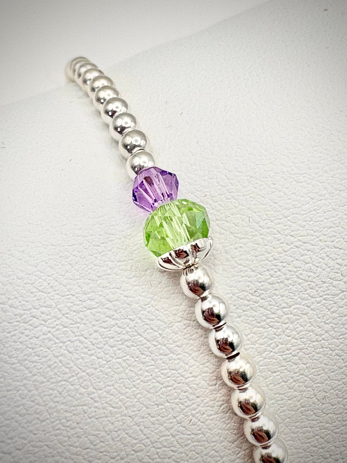 Thistle Dainty Beaded Stretch Bracelet - Sterling Silver or Gold-Filled