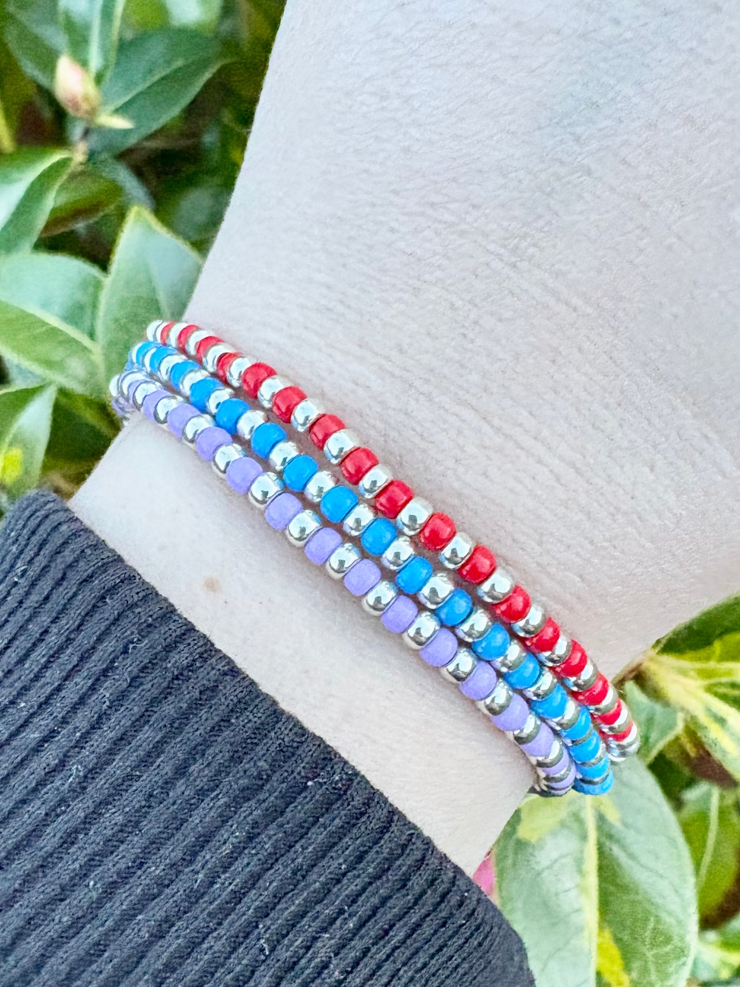 Rainbow Seed Beaded Stacking Bracelets