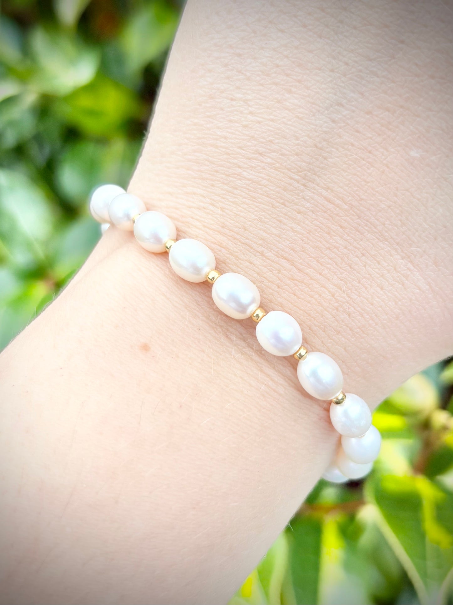 Freshwater Pearl & Seed Beaded Bracelet - Gold or Silver