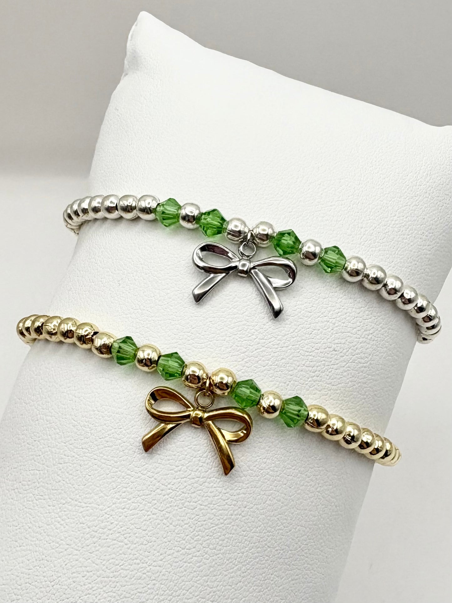Personalised Birthstone Beaded Bow Bracelet