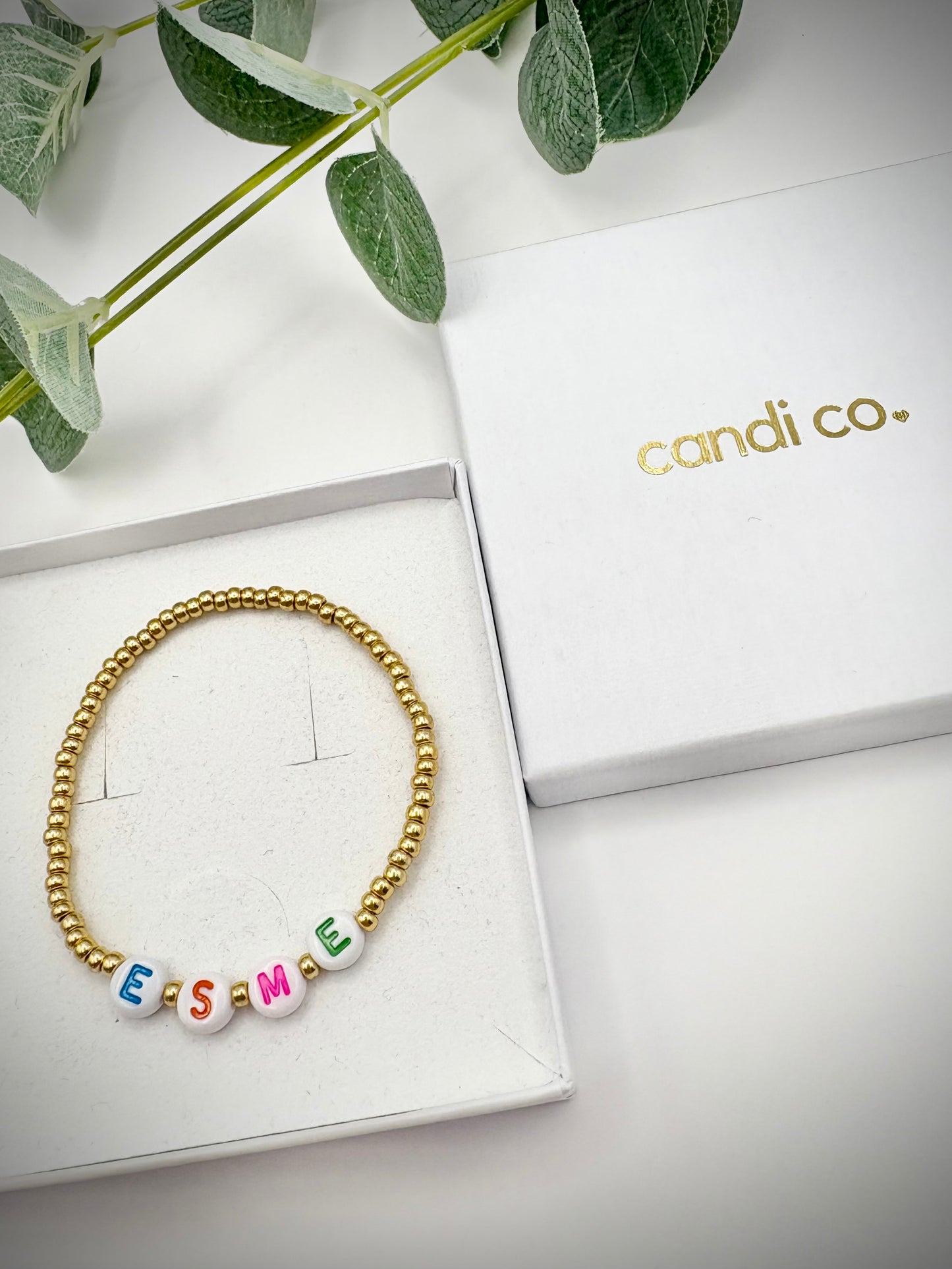 Seed Bead Colourful Name Bracelet - Gold or Silver