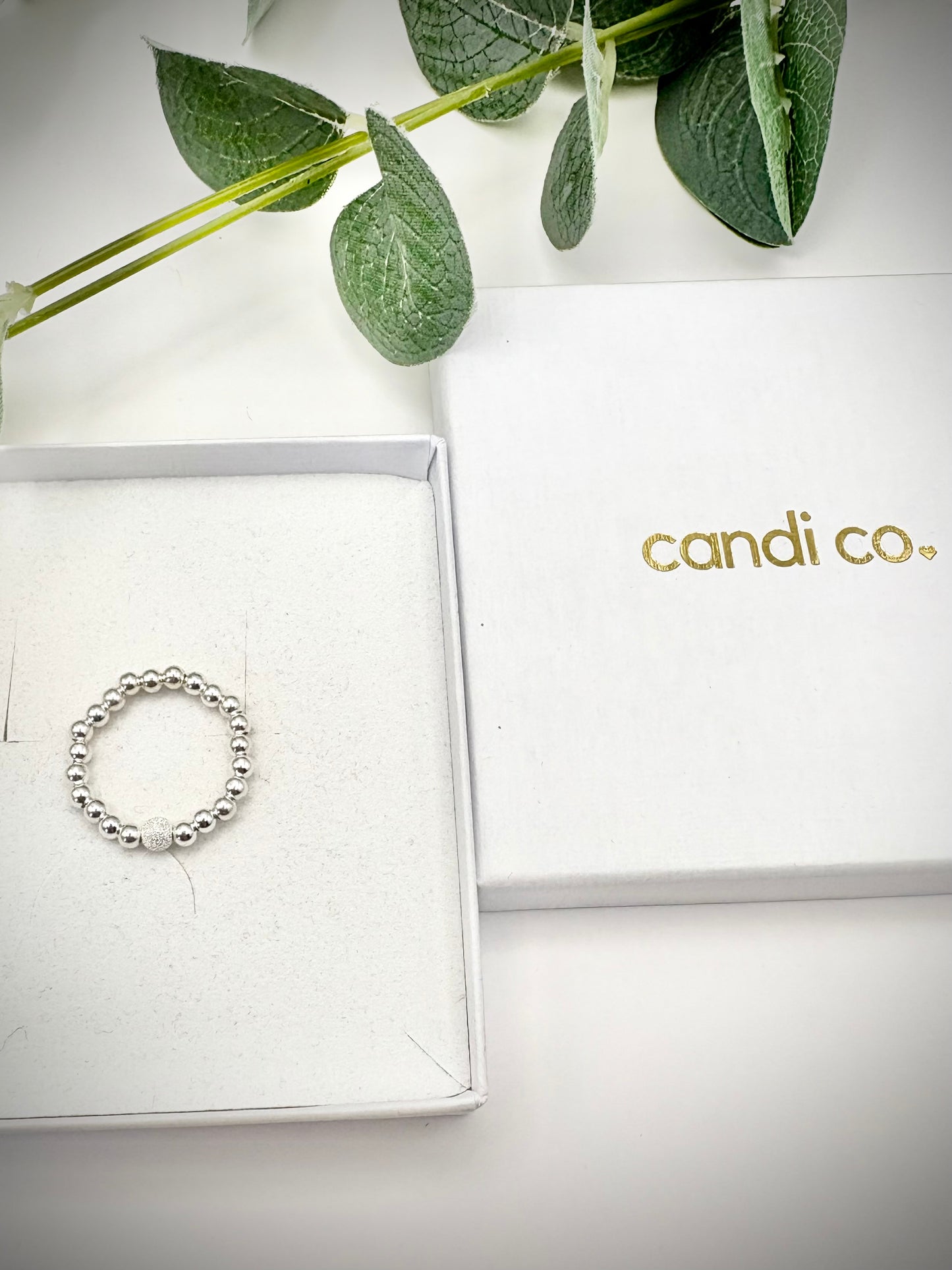 Luxe 925 Sterling Silver or Gold-Filled Sparkle Beaded Stretch Ring - Perfect For Stacking