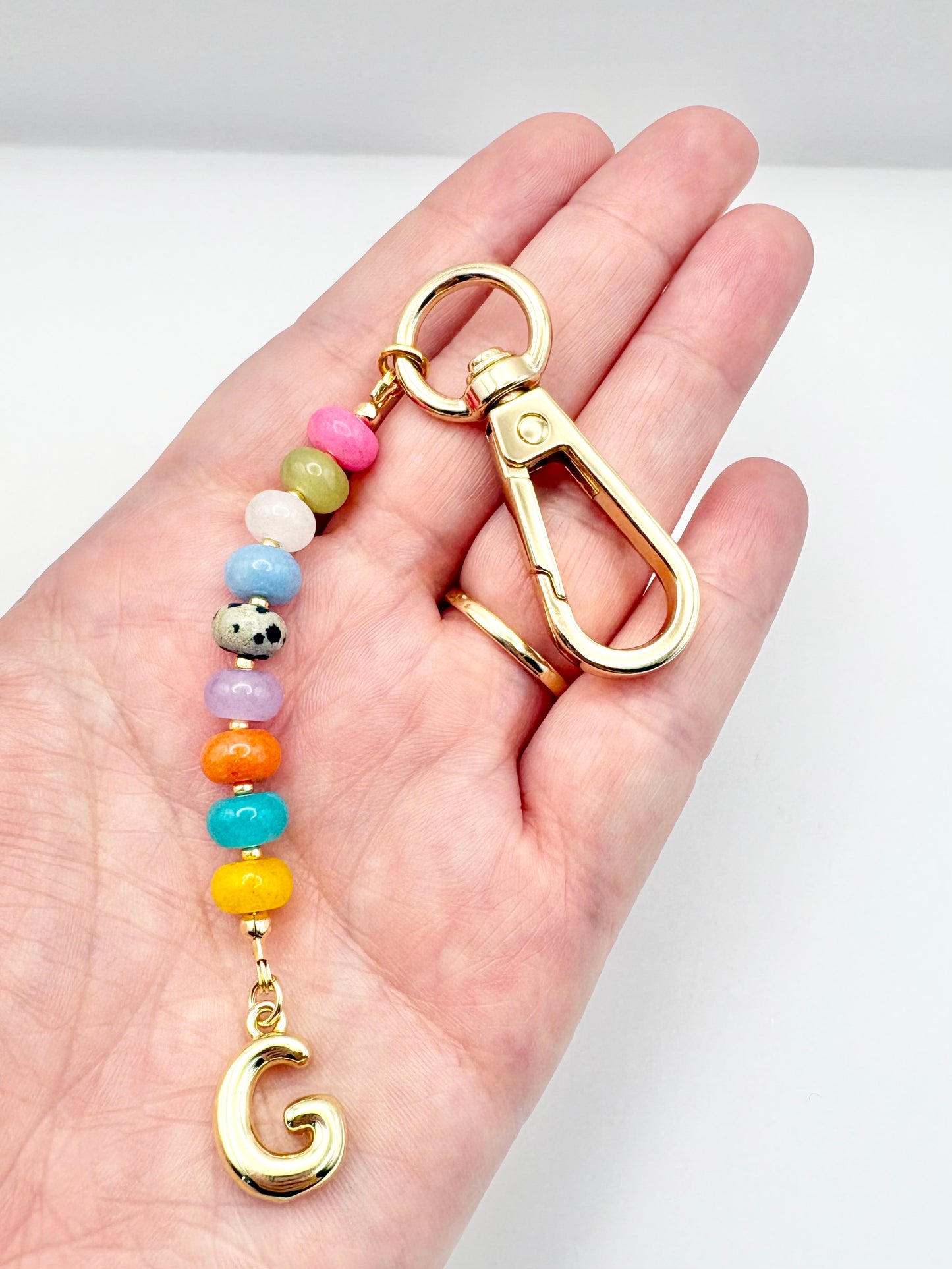 The Candi Keyring - Personalised Gemstone Bag Charm With Initial