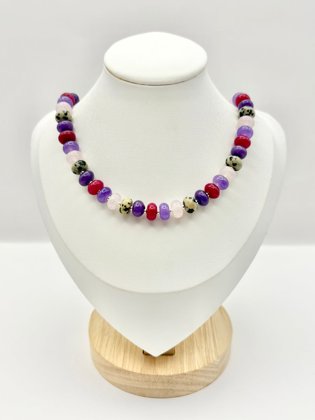 Candi Drop #7 - Dyed Quartz & Dalmatian Jasper Necklace