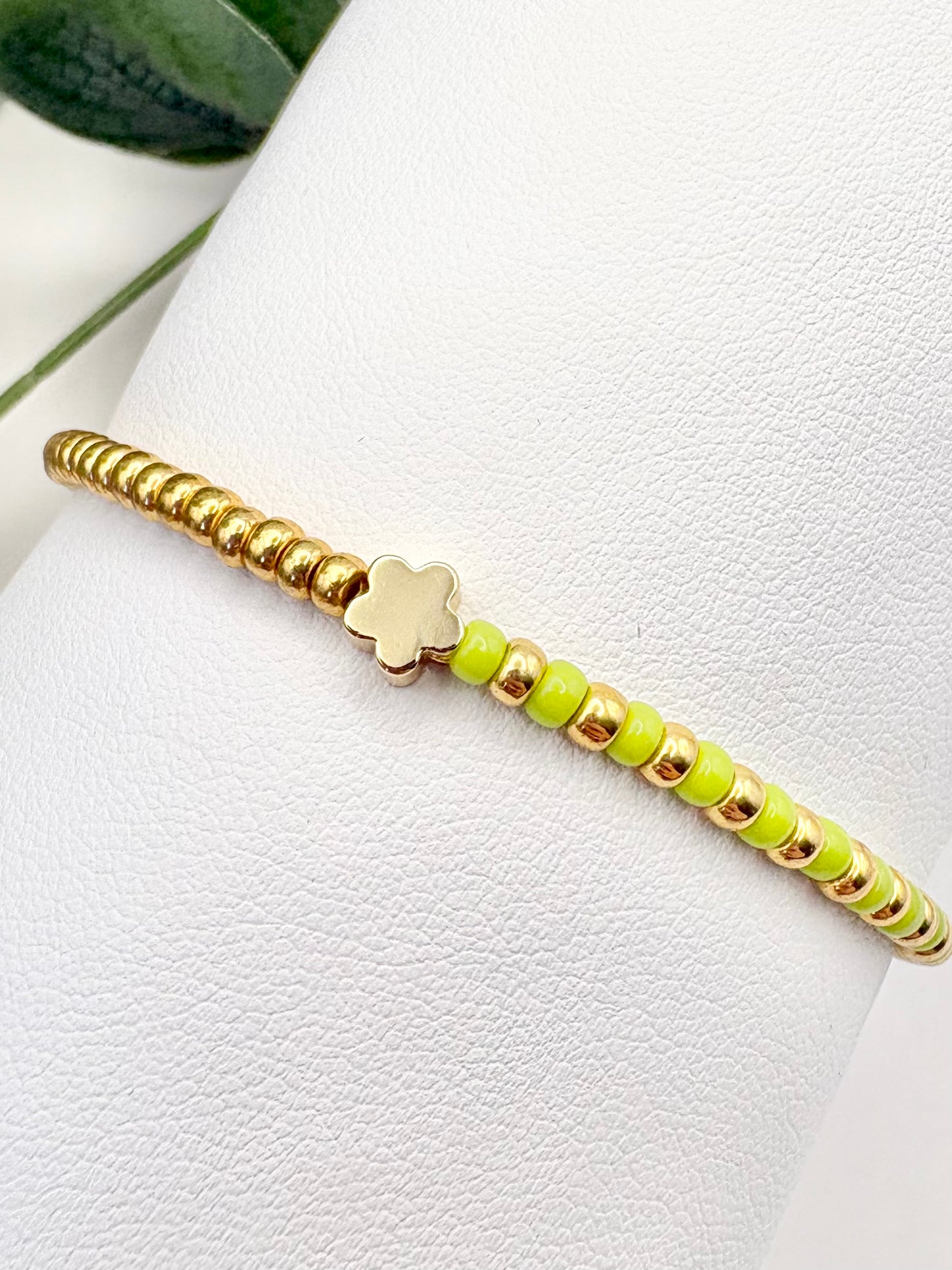 Rainbow Seed Beaded Charm Bracelet