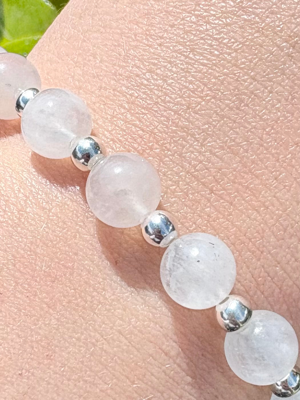 Moonstone and Sterling Silver Beaded Bracelet