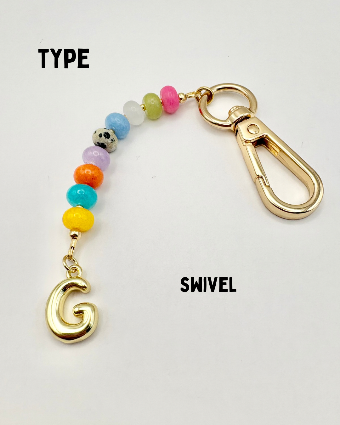 The Candi Keyring - Personalised Gemstone Bag Charm With Initial