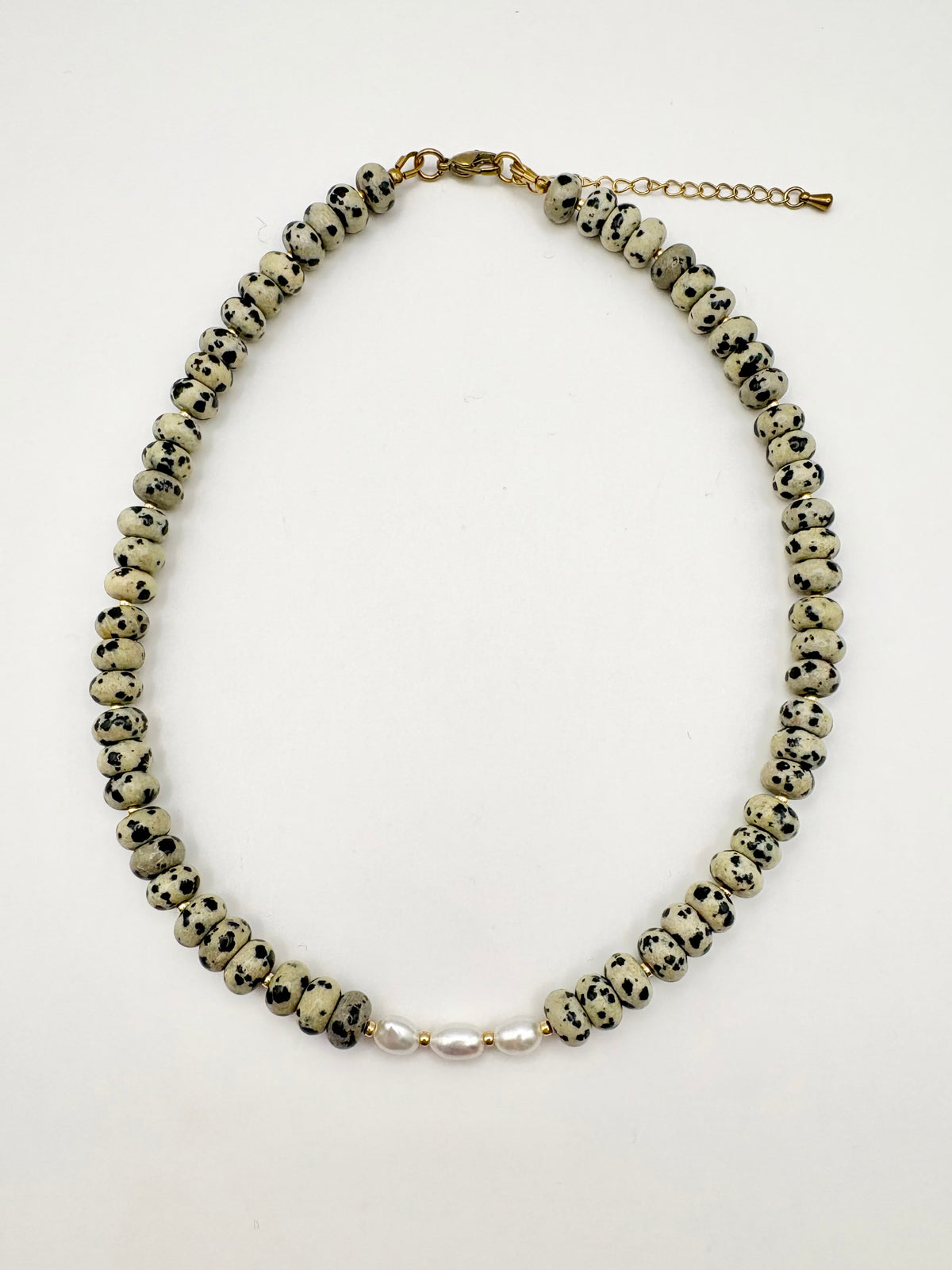 Candi Drop #6 - Dalmatian Jasper & Freshwater Pearl Necklace