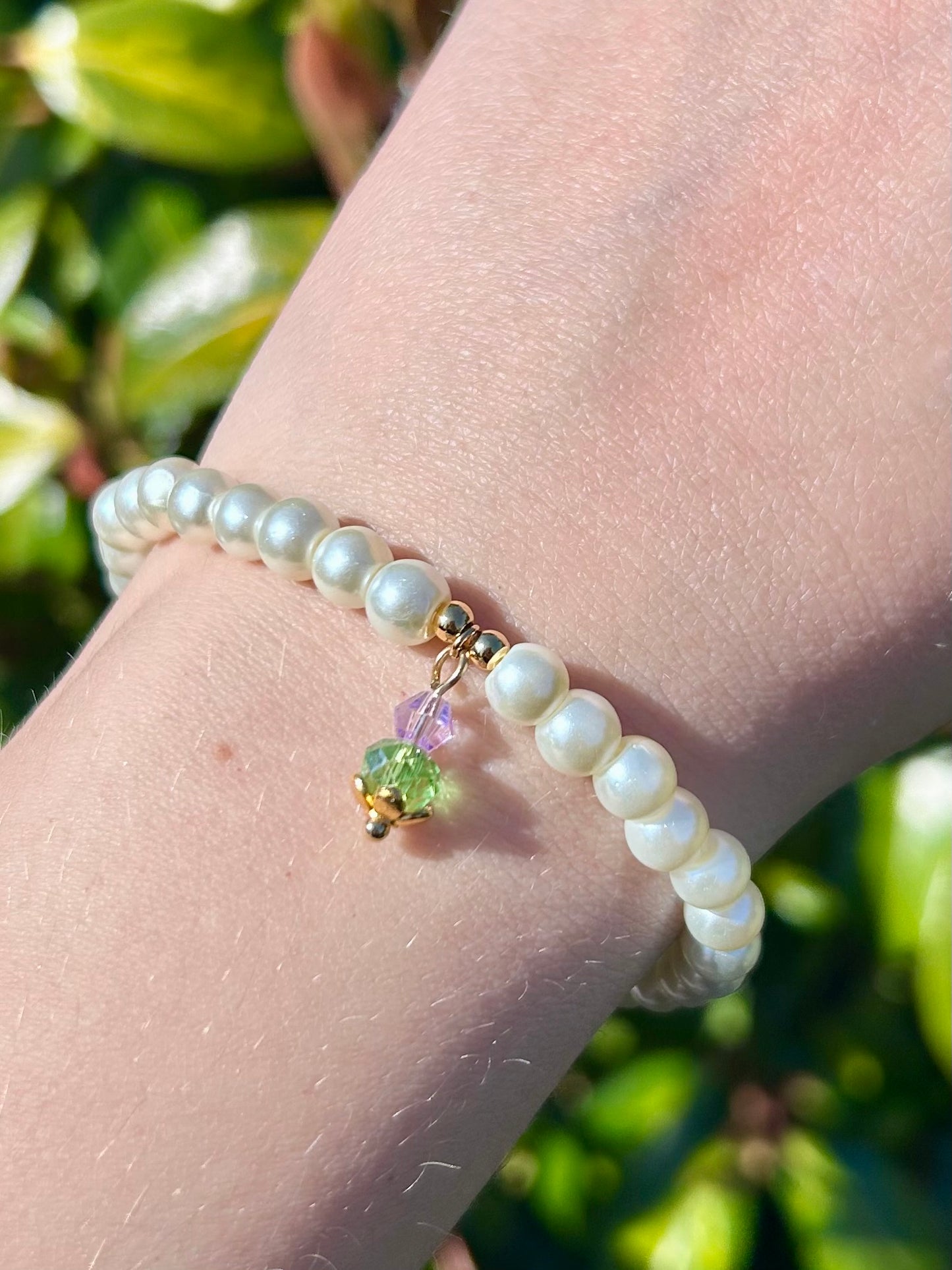 Thistle Glass Pearl Bracelet Silver or Gold-Plated