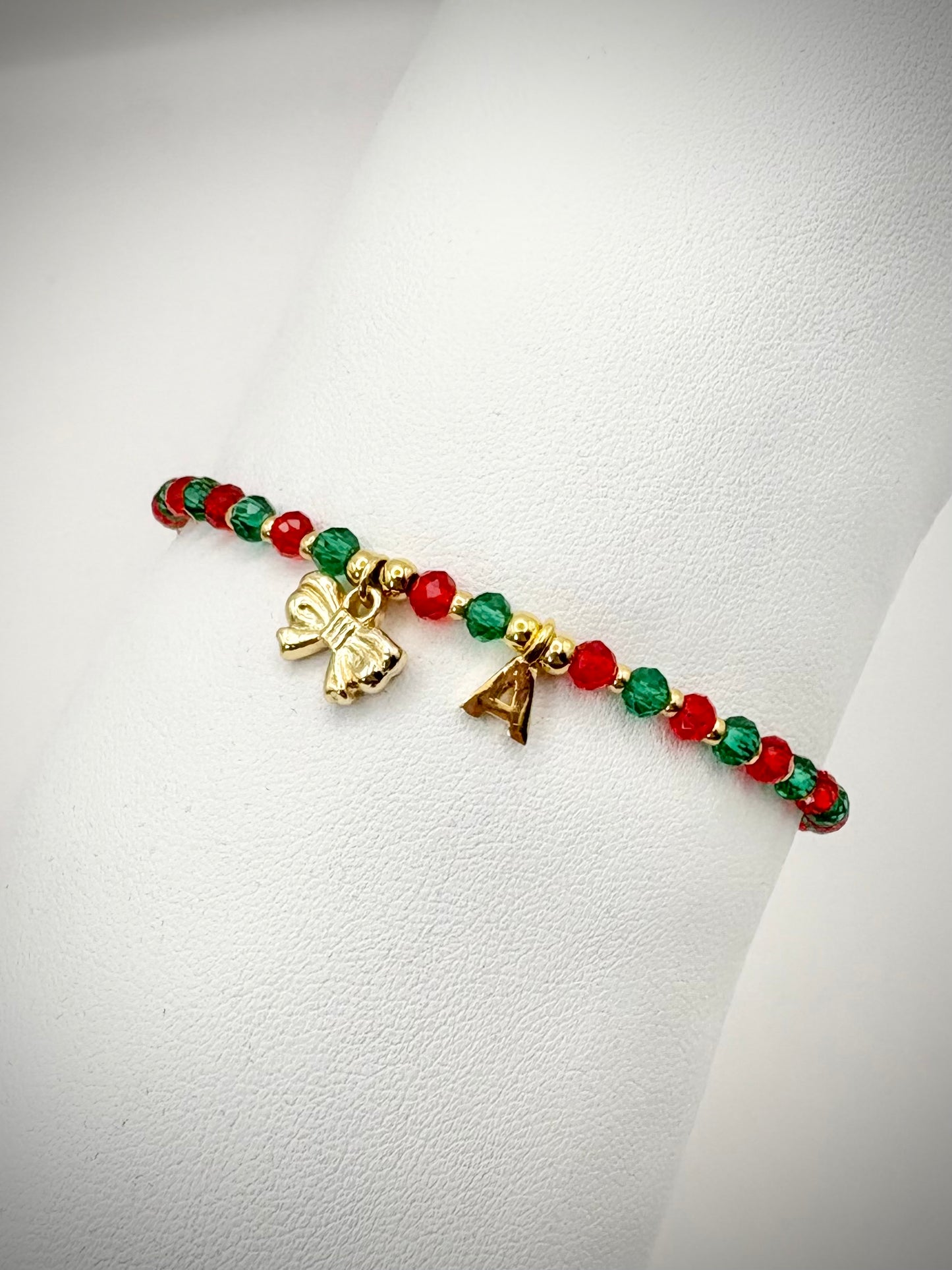 Festive Bow Bracelet With Initial