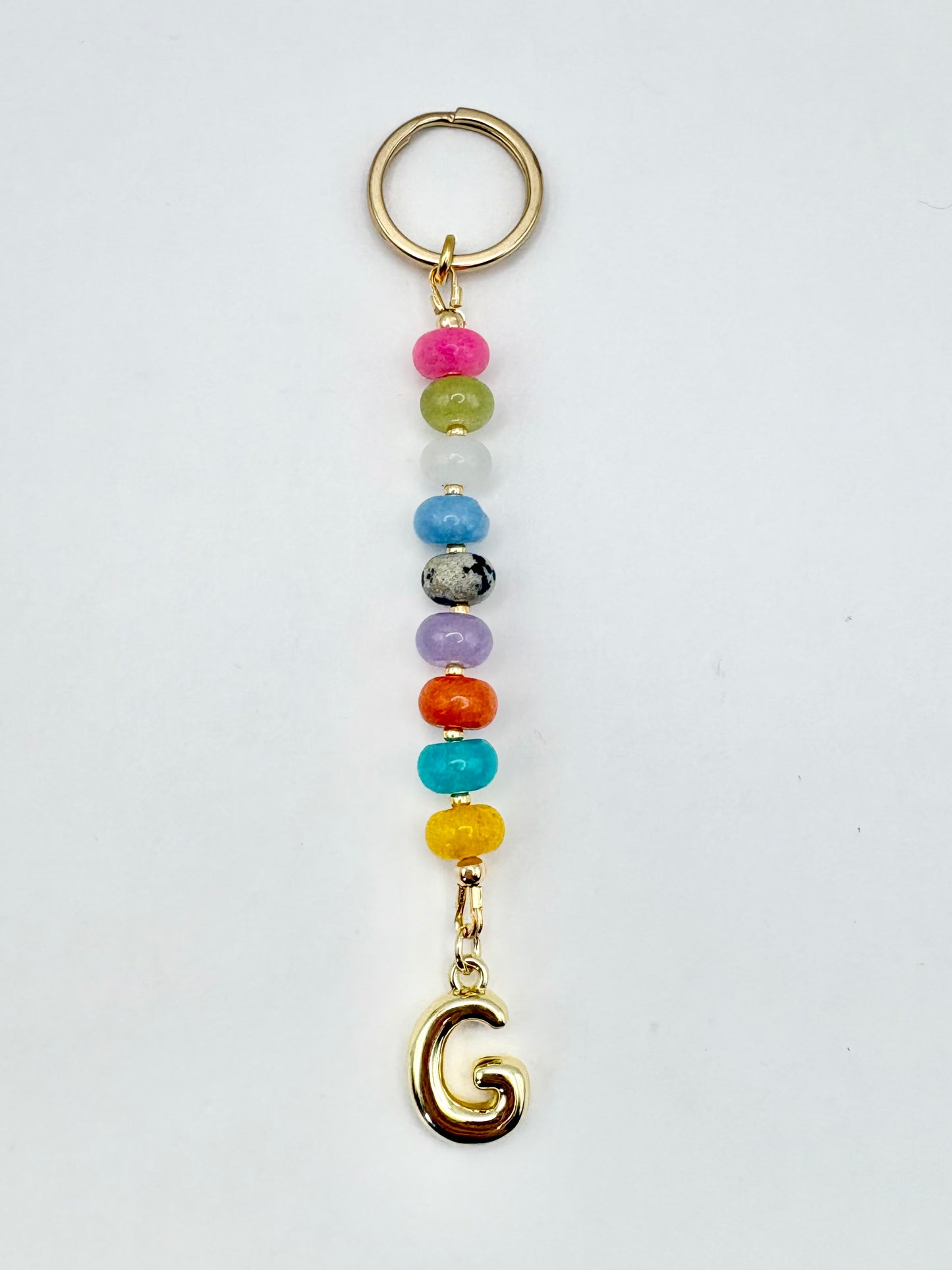 The Candi Keyring - Personalised Gemstone Bag Charm With Initial