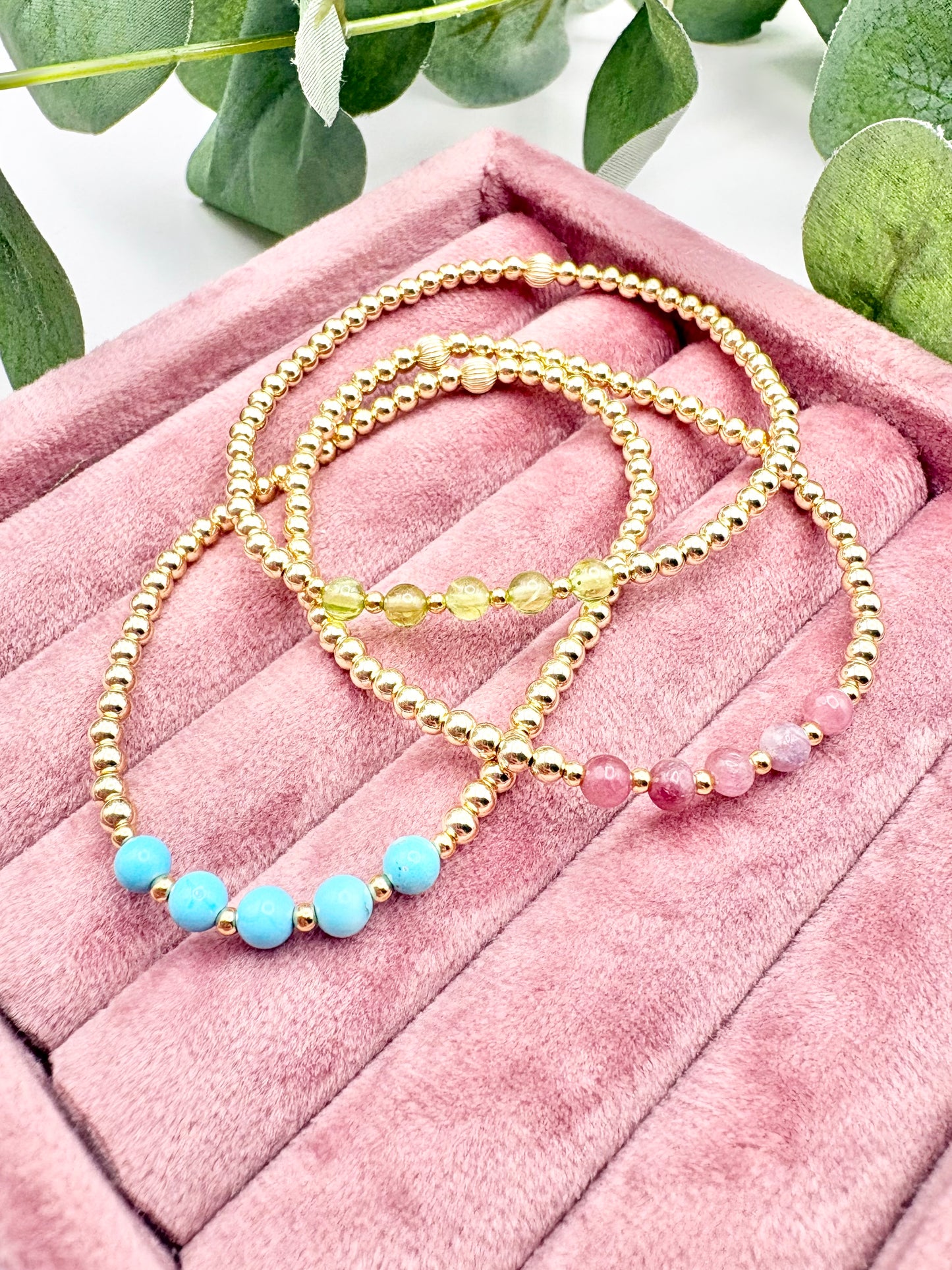 Birthstone Beaded Bracelet - Sterling Silver or Gold-Filled