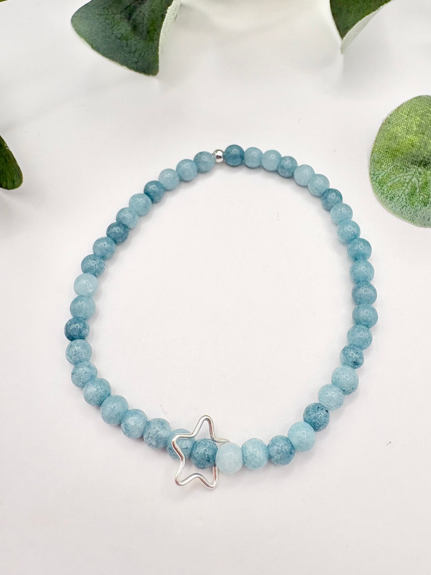 Pastel Gemstone Bracelet with Heart or Star Charm - Sterling Silver or Gold-filled
