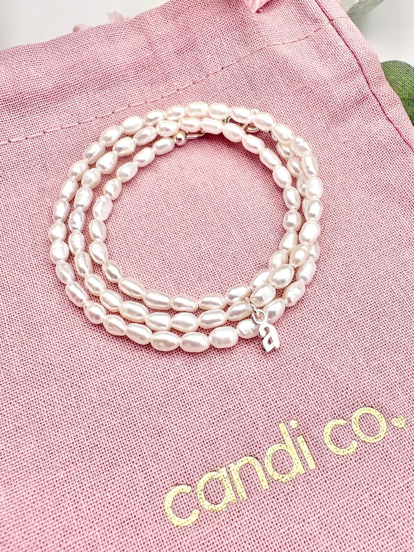 Freshwater Pearl Initial Necklace - Sterling Silver