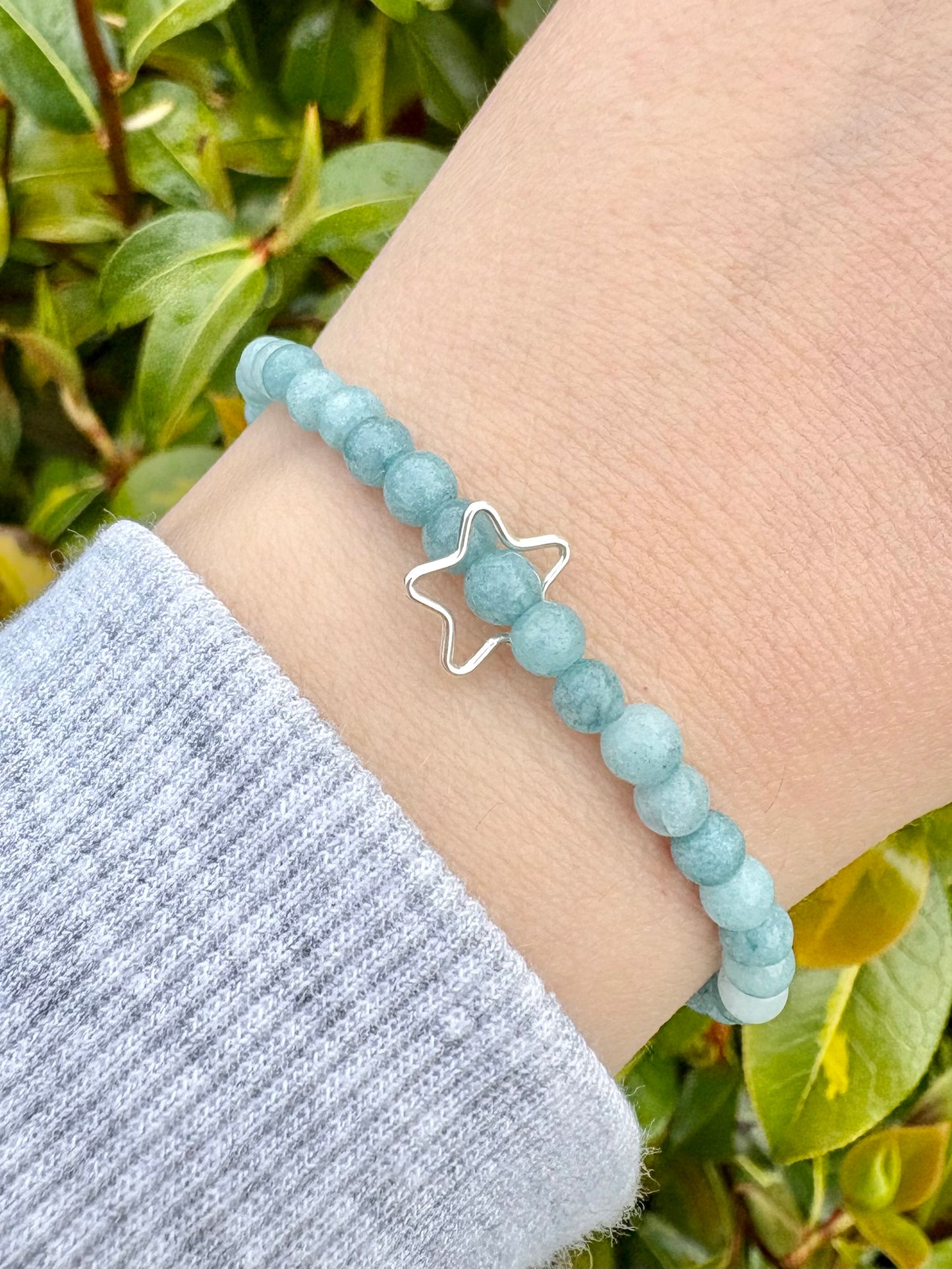 Pastel Gemstone Bracelet with Heart or Star Charm - Sterling Silver or Gold-filled