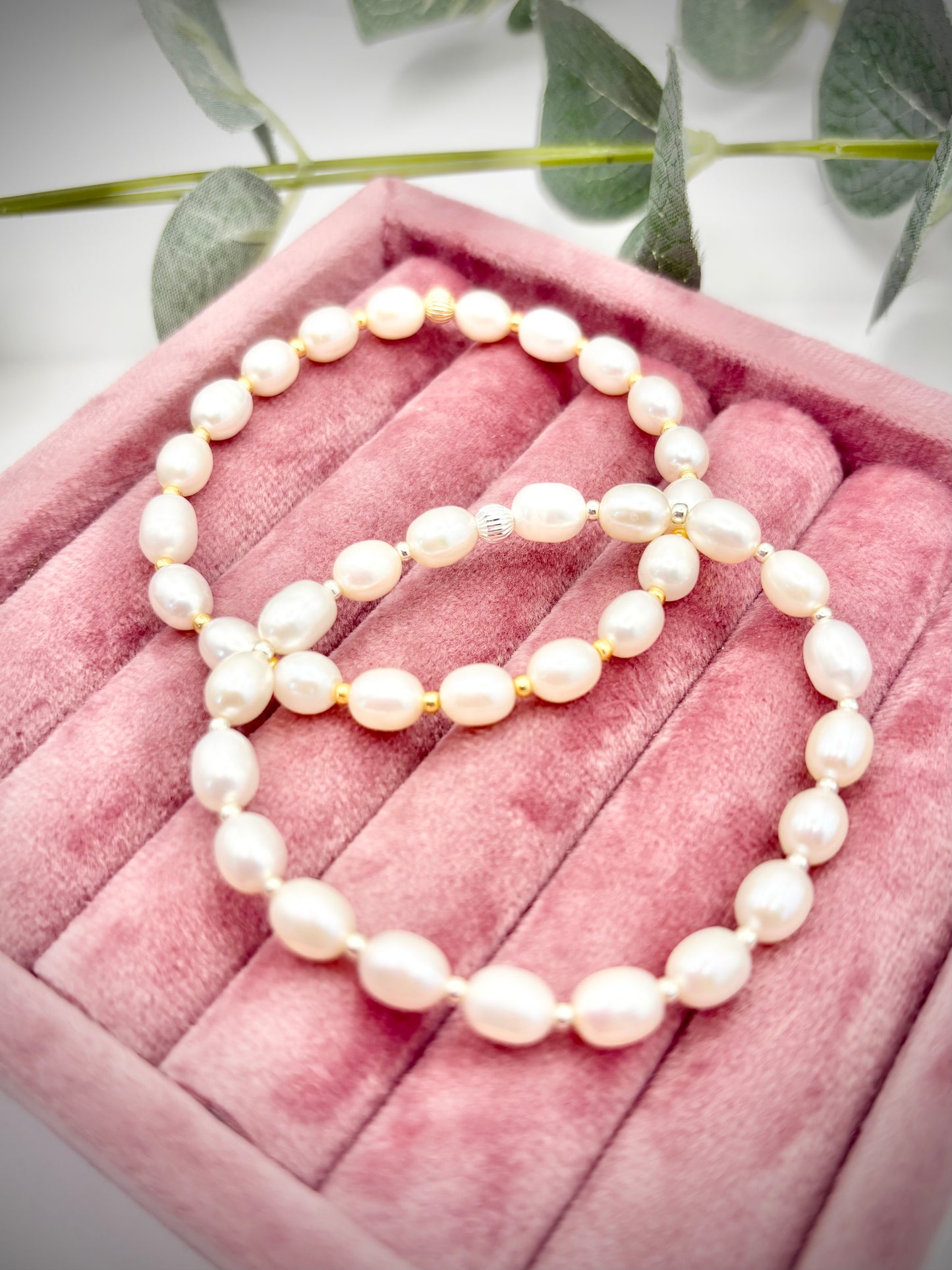 Freshwater Pearl & Seed Beaded Bracelet - Gold or Silver